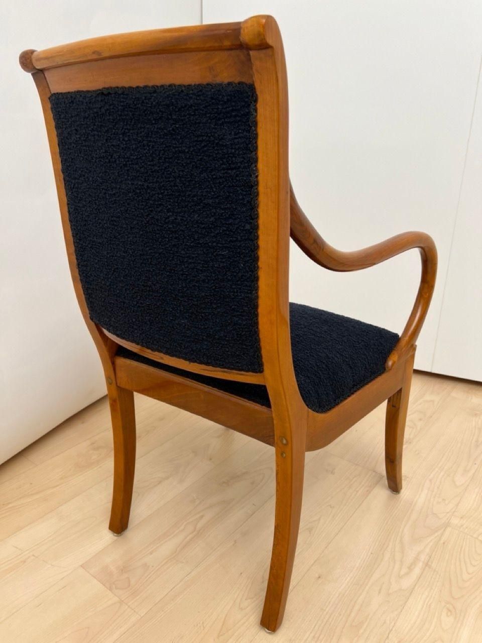 photo buy Biedermeier Armchair, Walnut, Black Boucle, South Germany Circa 1835