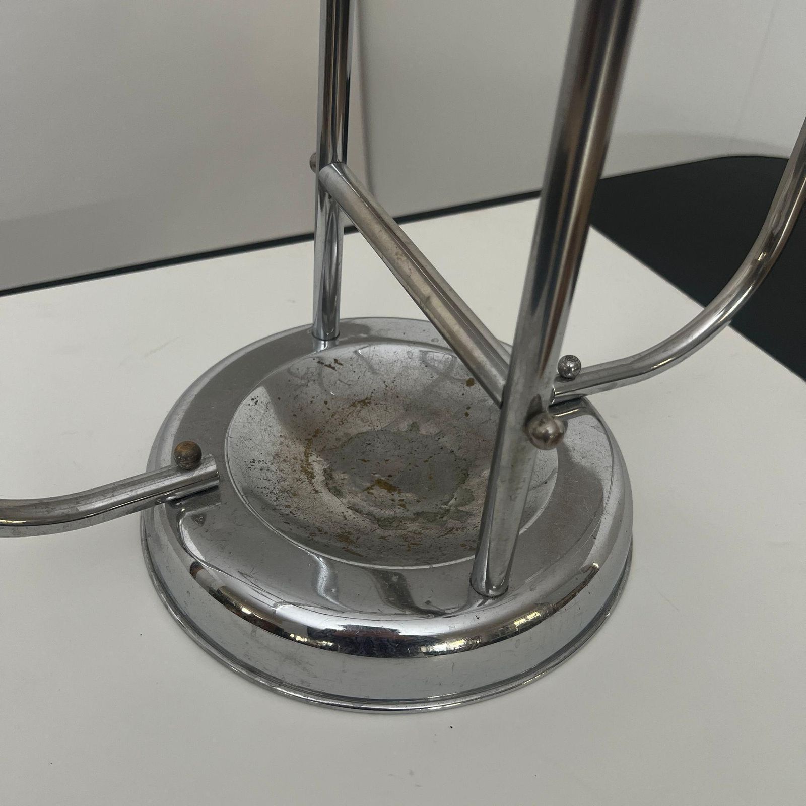 Art Deco Chrome Umbrella Stand, Tubular Steel, Chrome Plated, Belgium Circa 1930 photo vintage