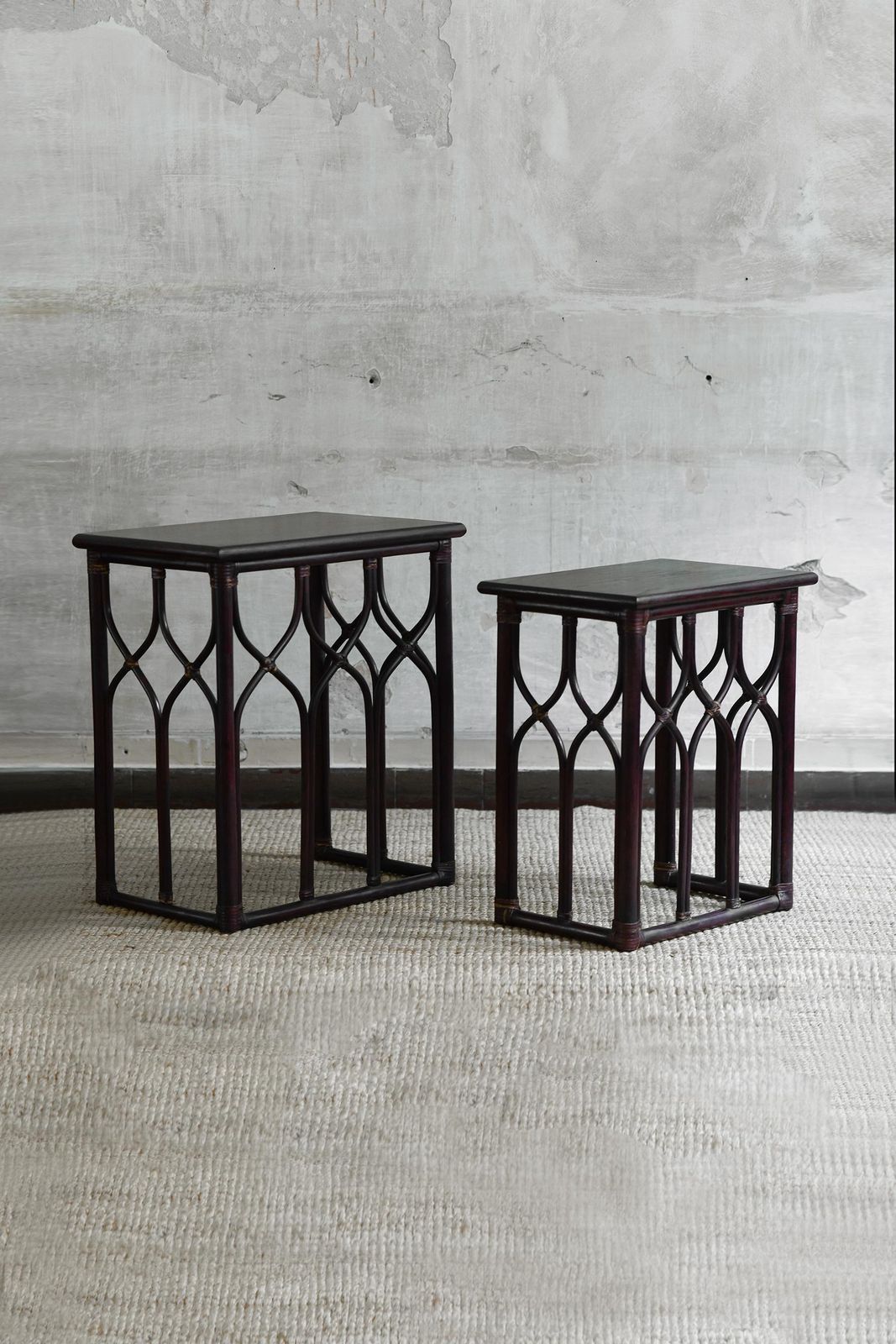 Pair Of Nesting Side Tables In Bent Bamboo – Lyda Levi For Mcguire San Francisco photo furniture