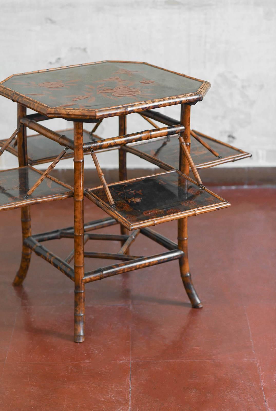 “Tea Table” In Bamboo And Lacquered Wood, Attributed To Perret & Vibert, France photo Furniture