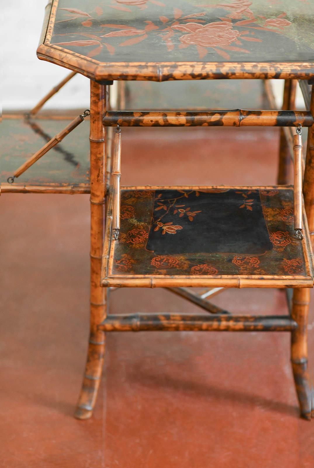 photo furniture “Tea Table” In Bamboo And Lacquered Wood, Attributed To Perret & Vibert, France