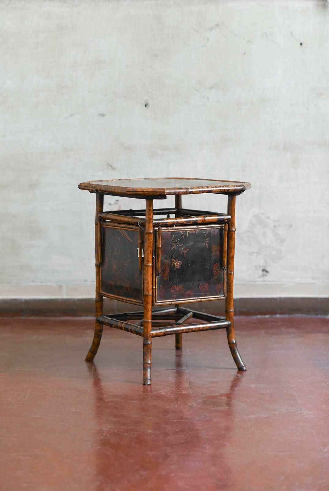 Furniture “Tea Table” In Bamboo And Lacquered Wood, Attributed To Perret & Vibert, France photo