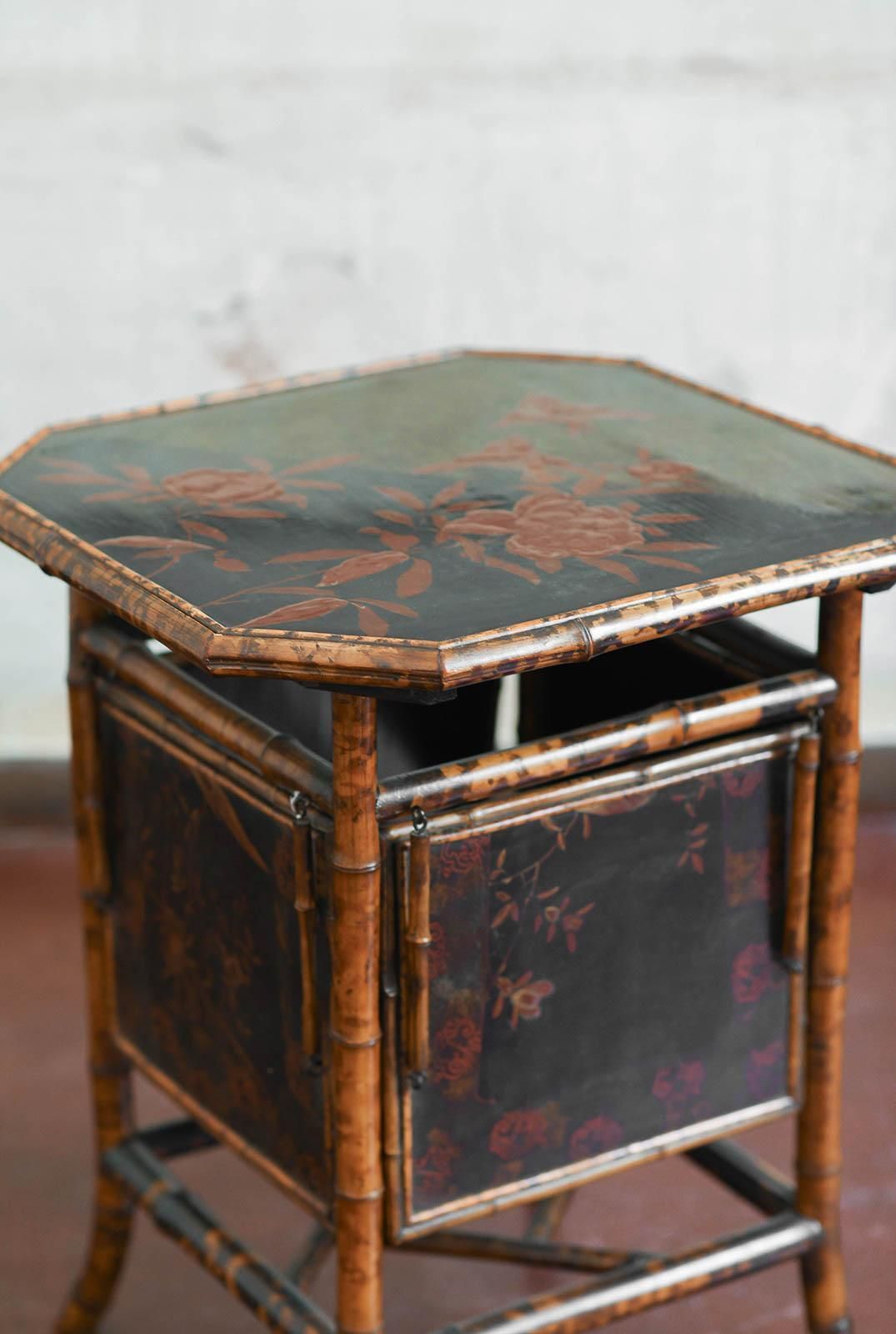 photo vinterior “Tea Table” In Bamboo And Lacquered Wood, Attributed To Perret & Vibert, France