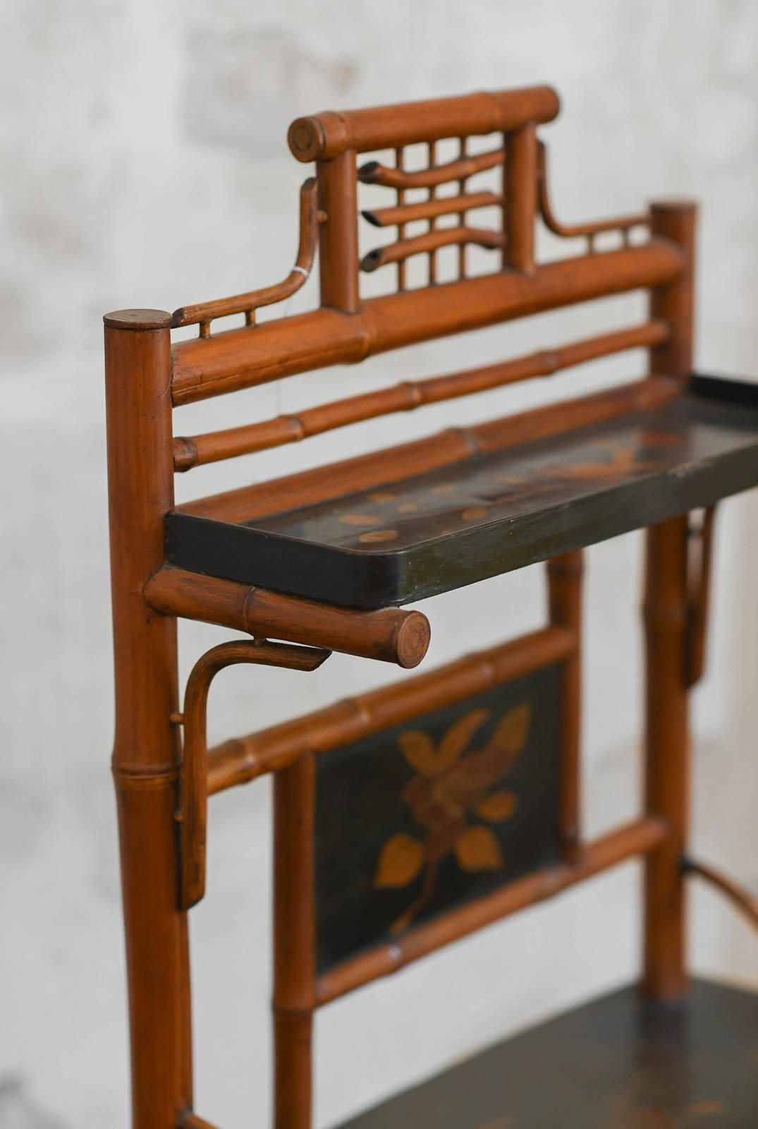 Japonisante Etagère In Bamboo And Lacquer Attributed To Perret & Vibert, France photo Furniture