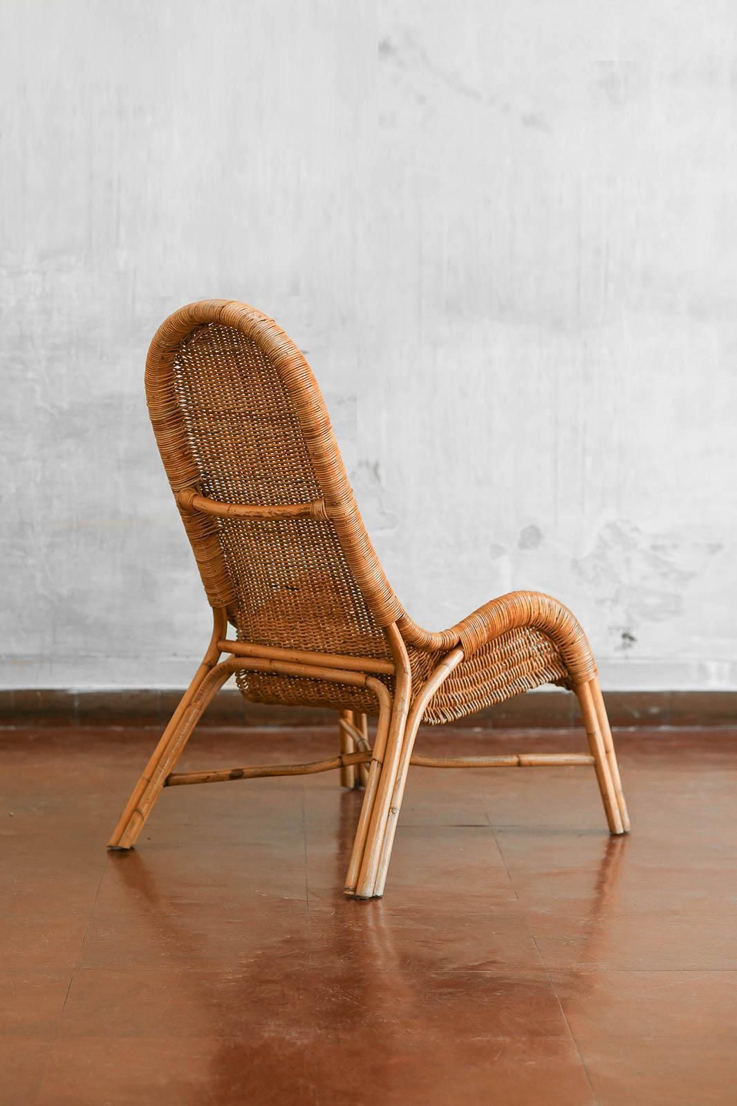 Pair Of Wicker Armchairs With Curved Backrests, 1980s. photo vinterior