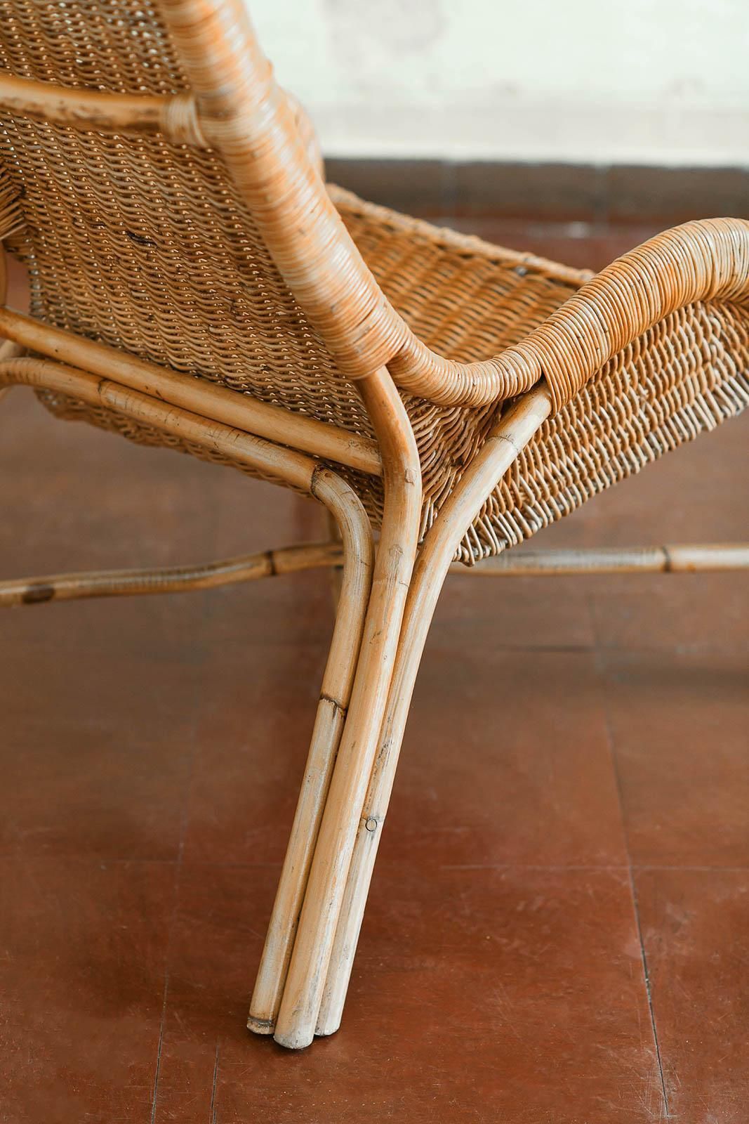 3469.0 Pair Of Wicker Armchairs With Curved Backrests, 1980s. photo