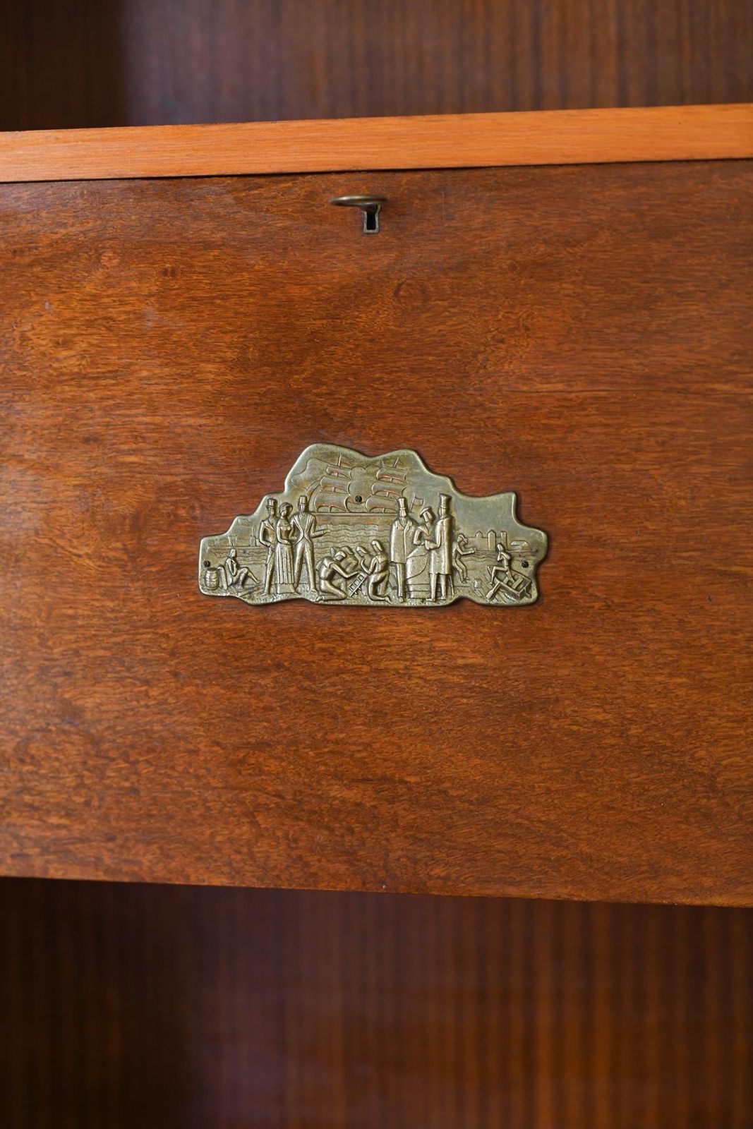 Pair Of Mid Century Wooden Sideboards With Brass Details And Decorations photo buy