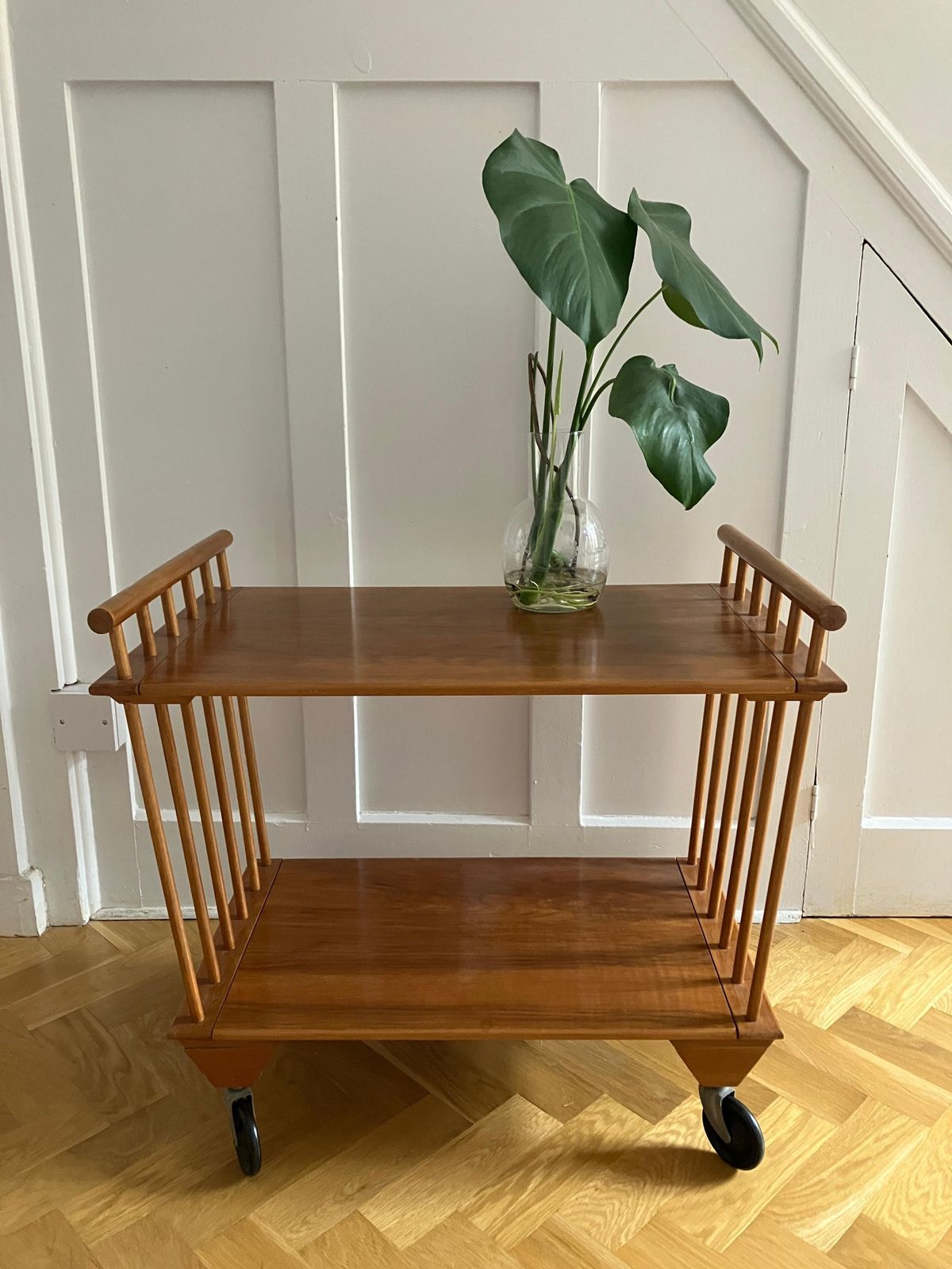 English Mid Century Cocktail Trolley 60's Blond Wood photo Furniture
