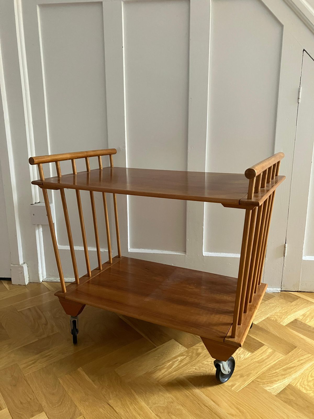English Mid Century Cocktail Trolley 60's Blond Wood photo 315.0