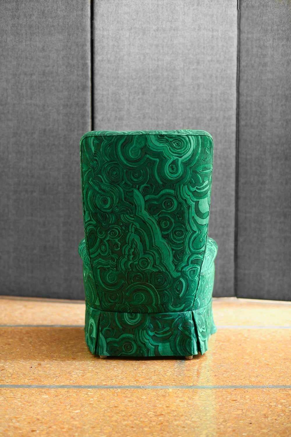 Pair Of Armchairs In Malachite Green Gemstone Fabric By Tony Duquette photo buy