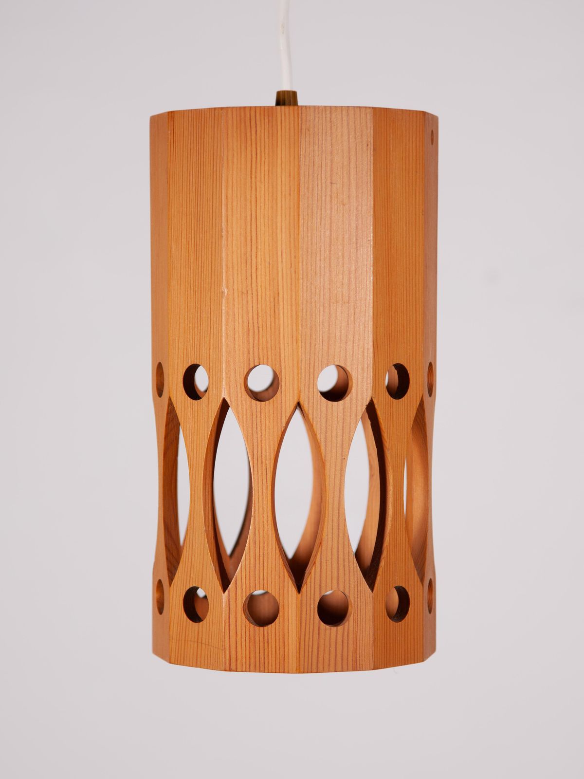 Midcentury Modern Pinewood Pendant By L.O. Nilsson For Nordisk Present, 1970s photo 1021.0