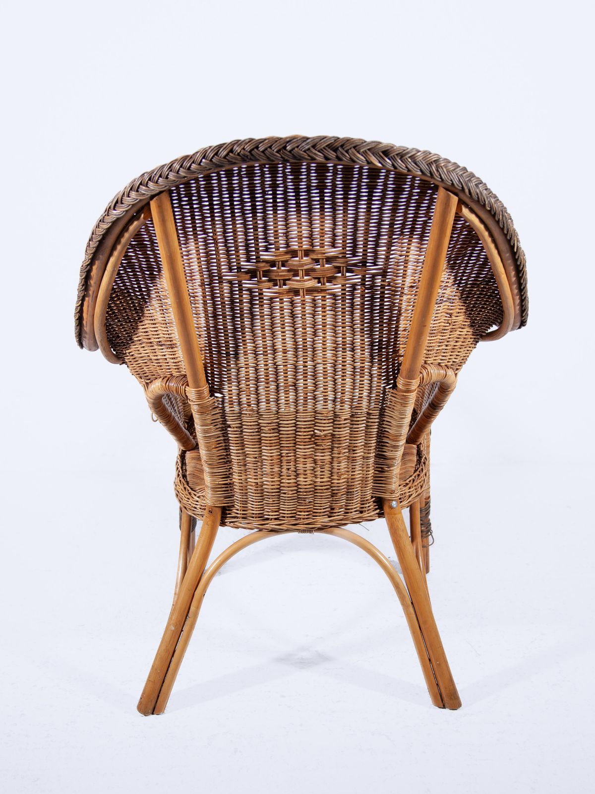 Set Of Two Large High Back Rattan Lounge Chairs photo vinterior