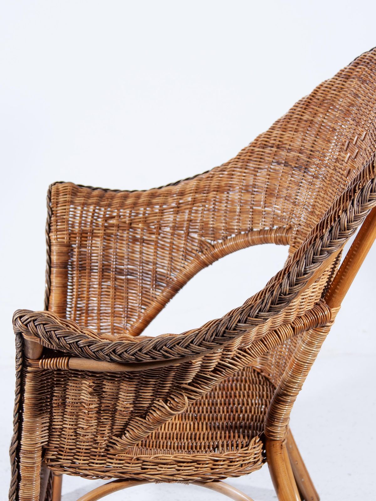 Set Of Two Large High Back Rattan Lounge Chairs photo vintage