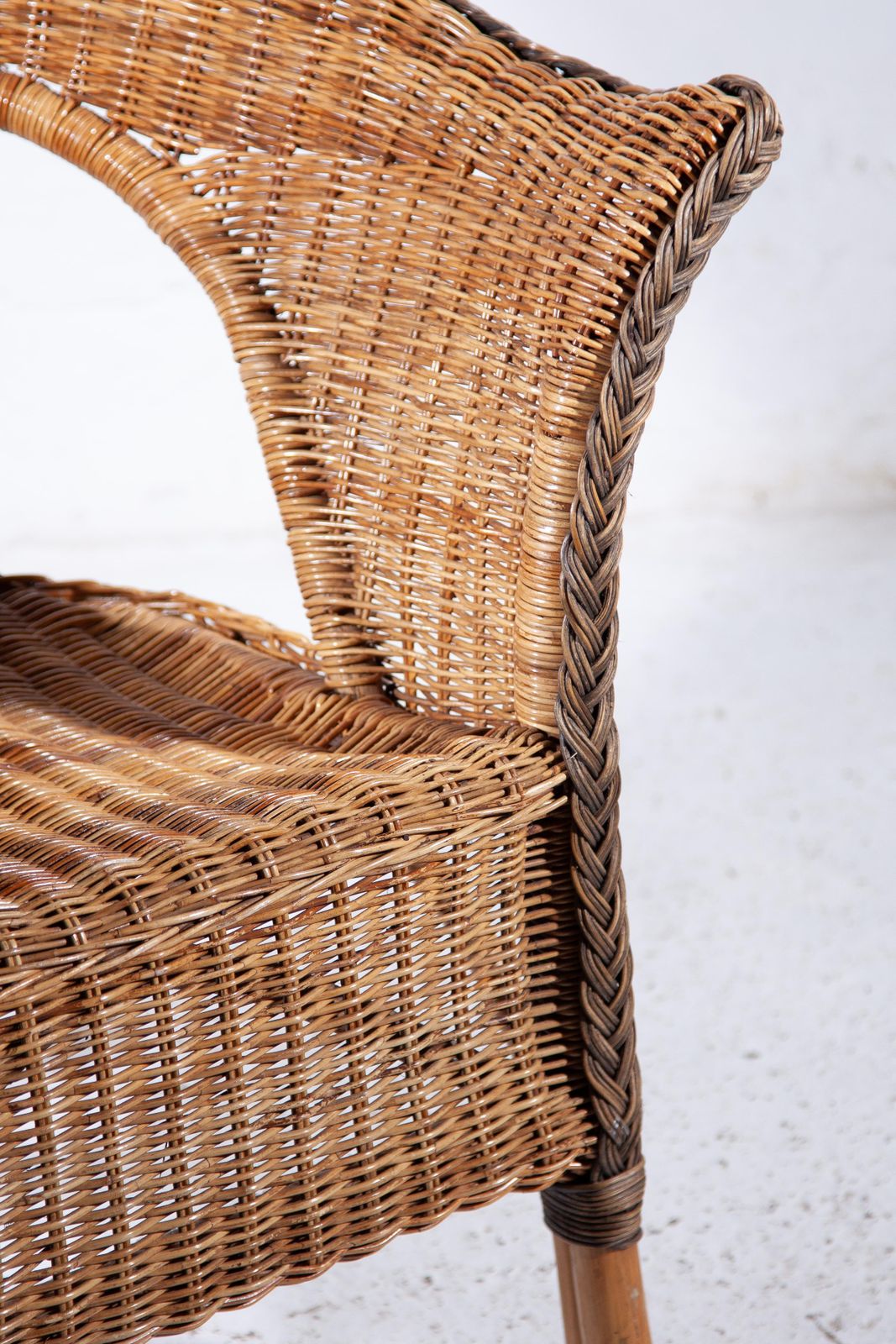 Furniture Set Of Two Large High Back Rattan Lounge Chairs photo