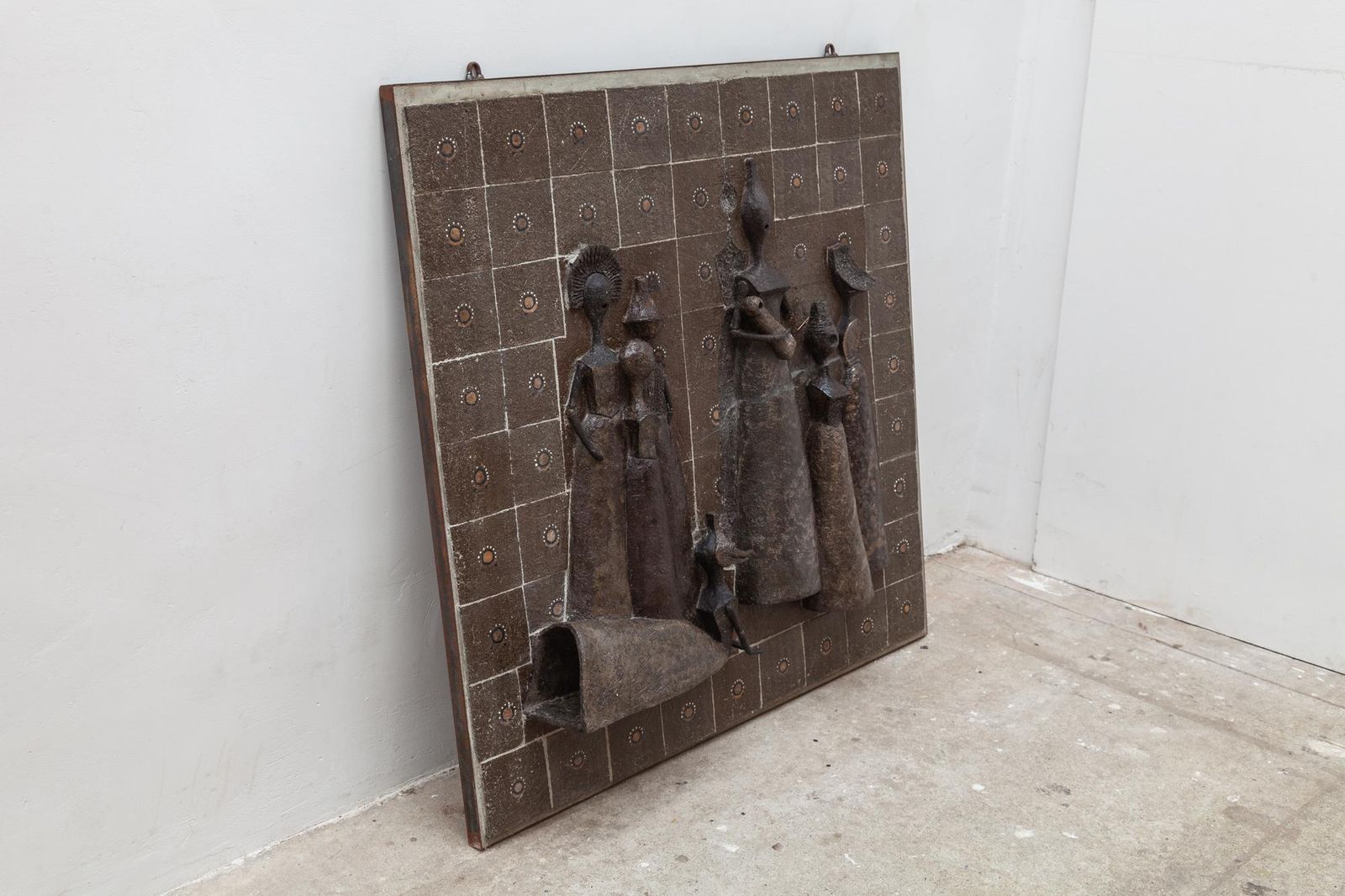 Ceramic Large Tile Wall Mounted Sculpture Group Of Women, Belgium 1960s photo for sale