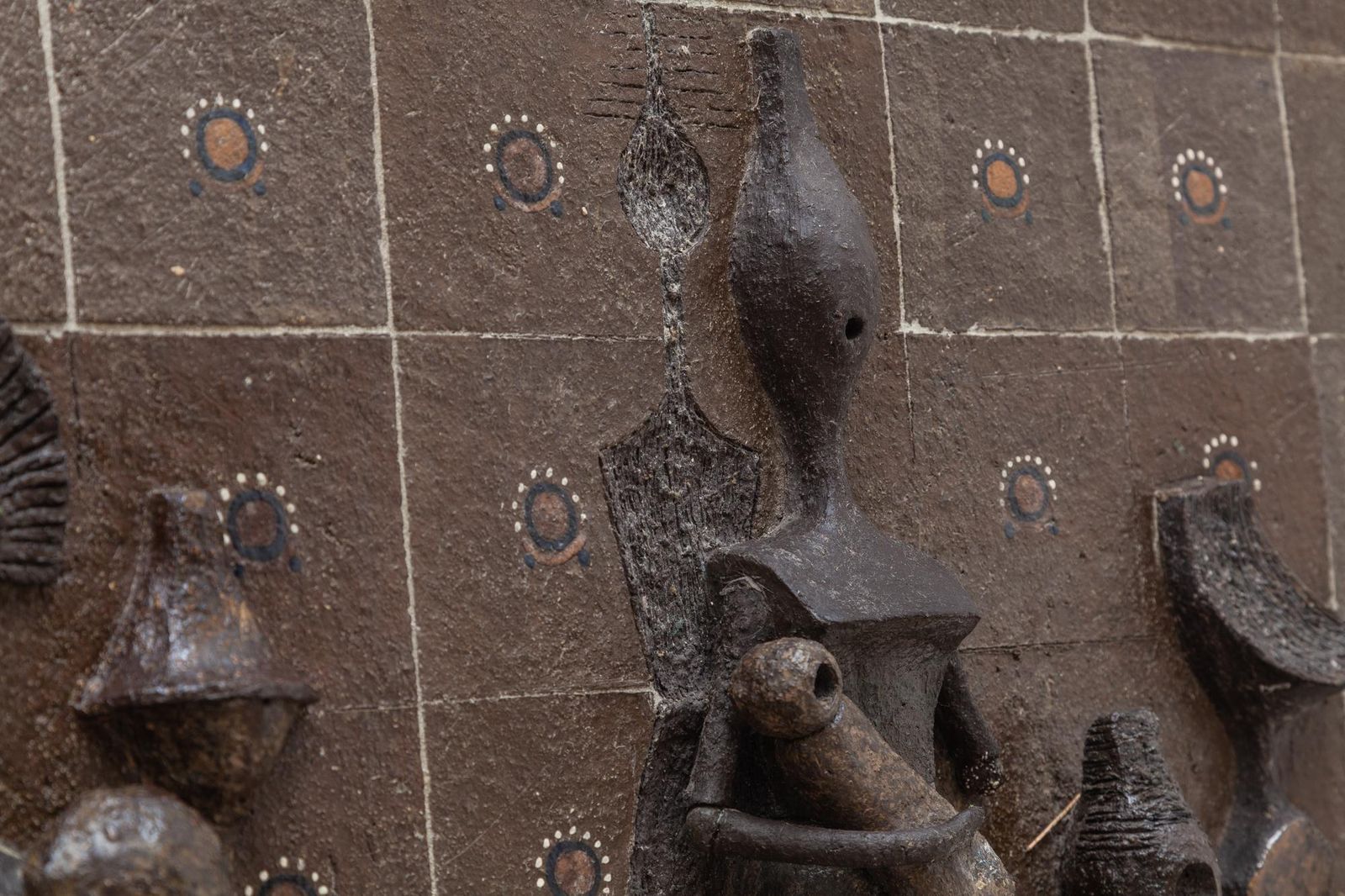 photo for sale Ceramic Large Tile Wall Mounted Sculpture Group Of Women, Belgium 1960s