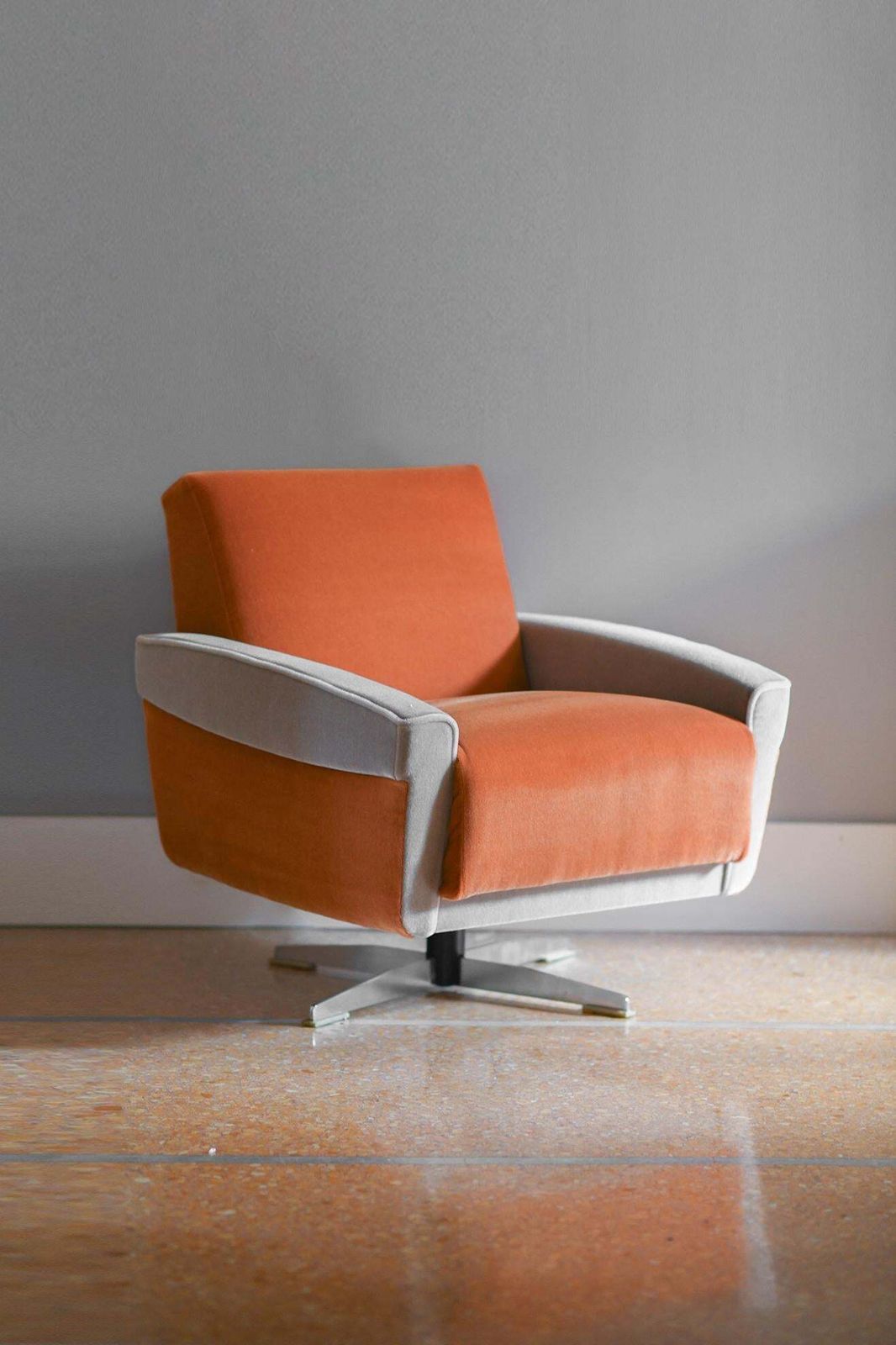 Pair Of 1960s Swivel Armchairs Covered In Dedar Fabric photo for sale