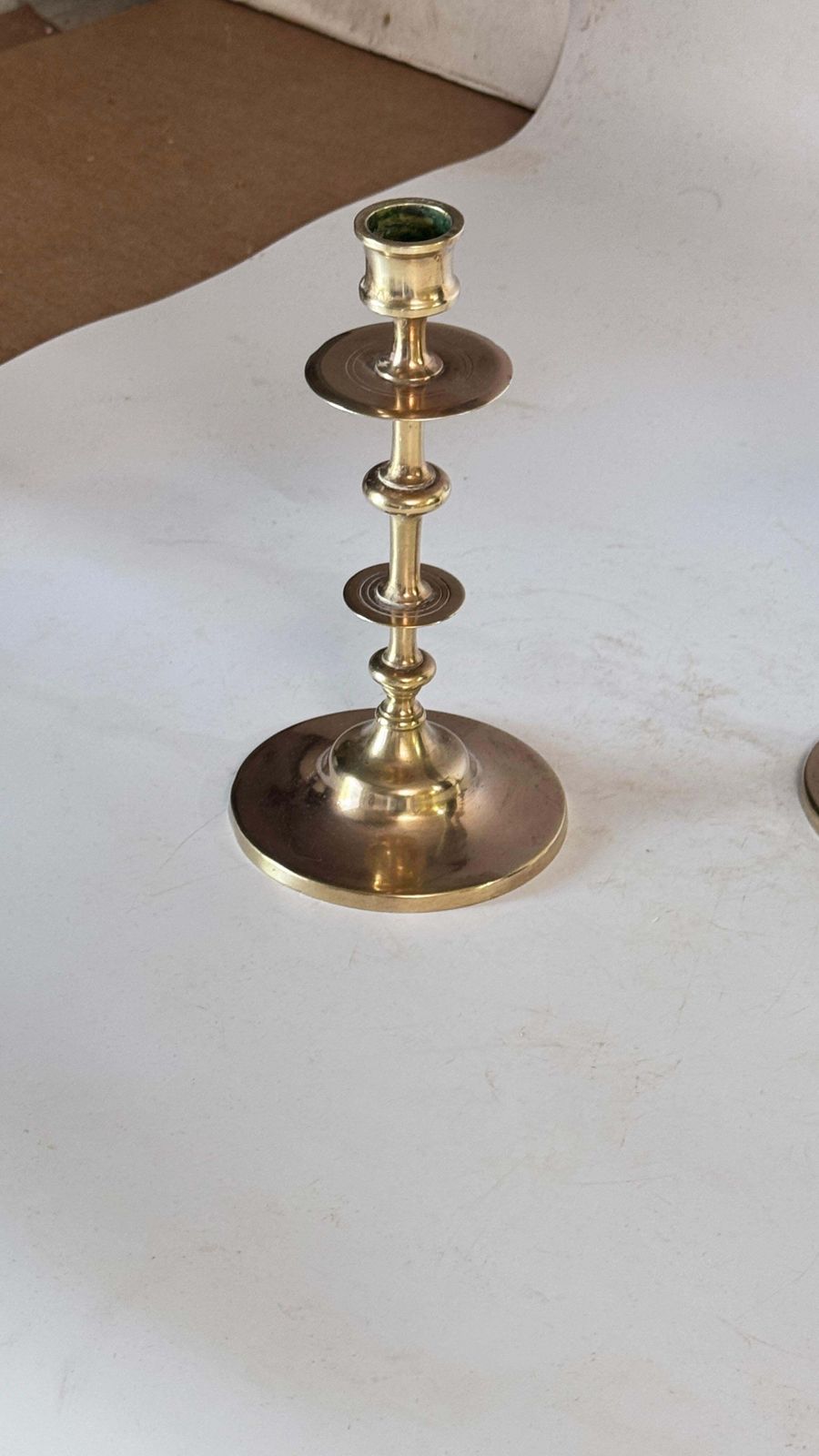 Pair Of 19th Century French Solid Brass Candlesticks – Minimalist Design photo Home Decor