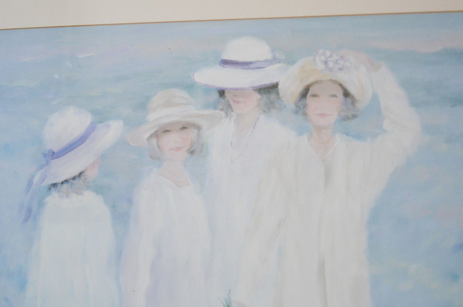 Painted Frame, Hand Painted Frame, Wall Art, Framed Art, Framed Art Print, Large Art Print, Duck Egg Frame, Summer Ladies By Helen Leveillee photo vintage