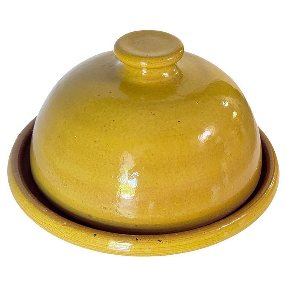 Glazed Terracotta Tajine Soup Tureen Early 20th Century Yellow Enameled Pottery