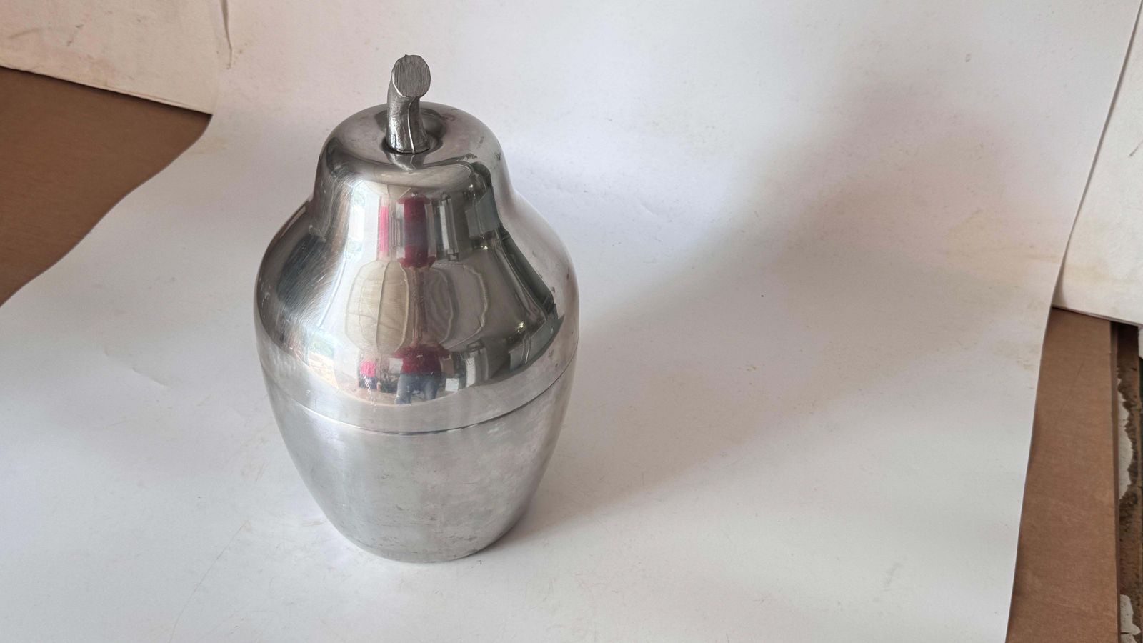 photo for sale 1970s French Pear Shaped Ice Bucket, Silver Finish With Mirrored Effect