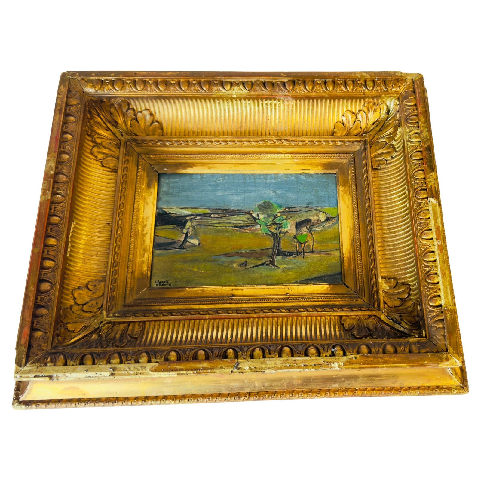 Original Oil Painting Representing Country Land 20th By Jean Claude Bédard