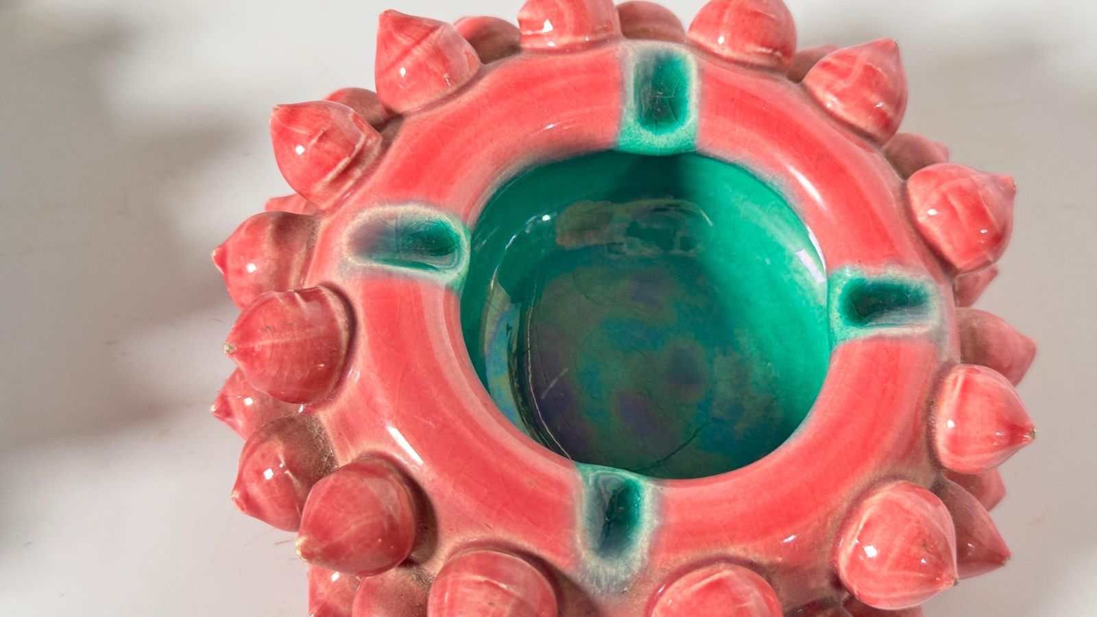 Ceramic Ashtrays Blue And Pink Color From France 1960 Rond Shape photo 372.0