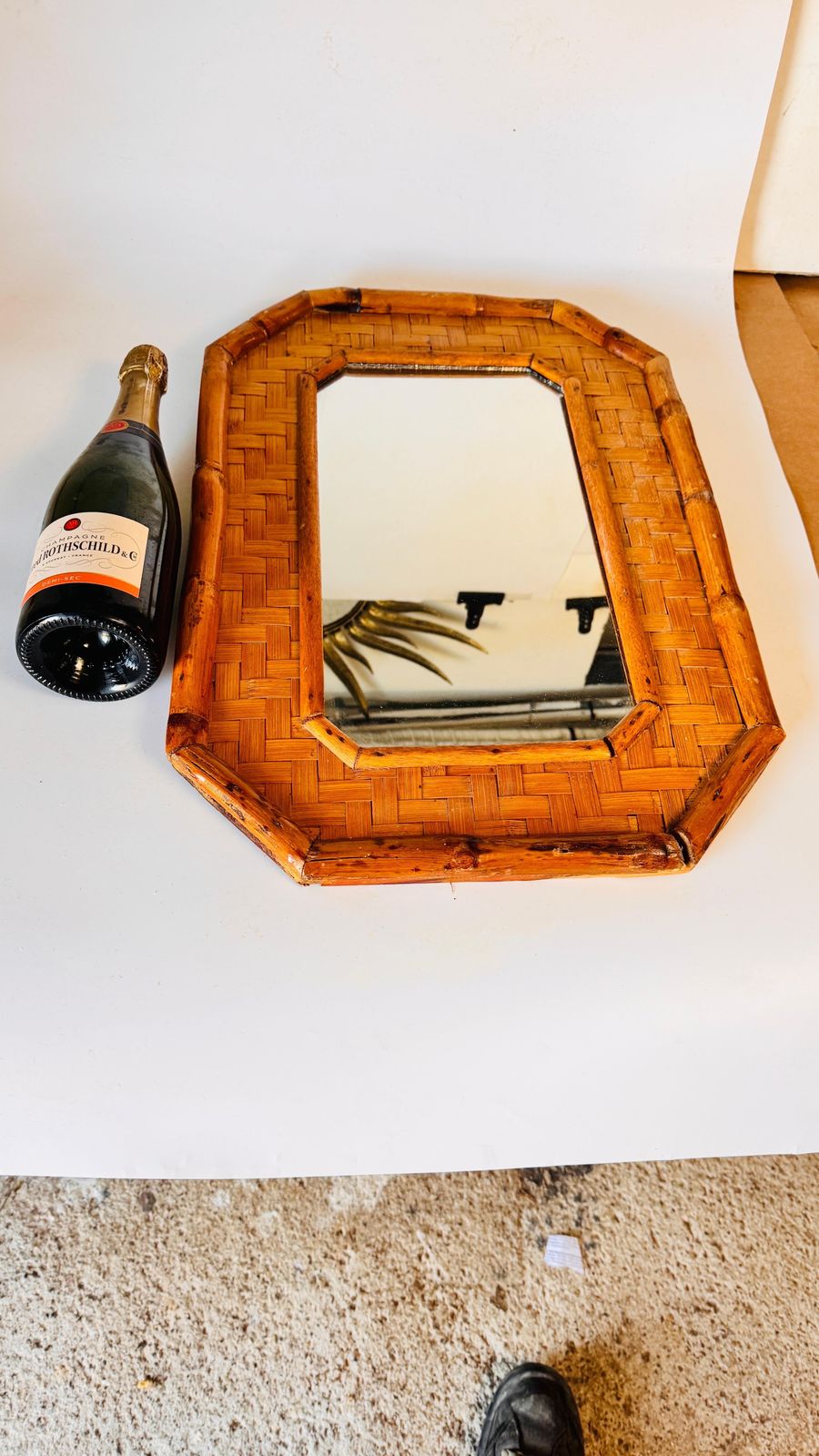 Italian Bamboo And Rattan Mirror, 1970s Coastal Style photo furniture