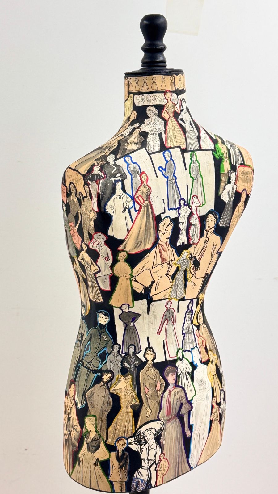 photo furniture Removable Wooden Mannequin Bust With Fashion Collages, Paris, 1960s