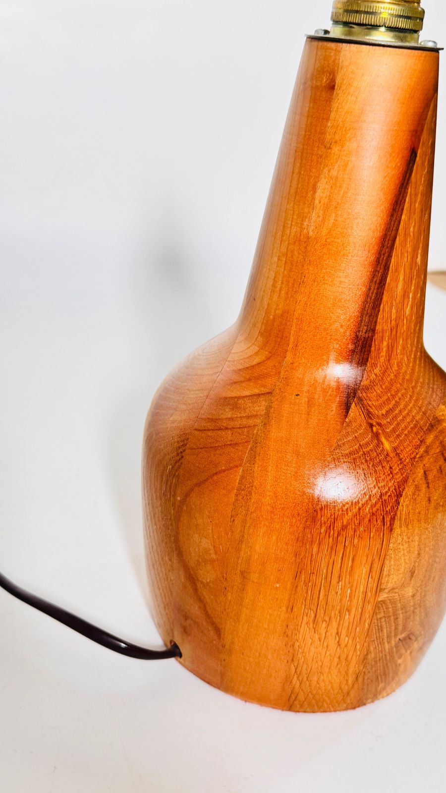 Petite Scandinavian Style Table Lamp, Pear Shaped Light Wood, 1960s photo 312.0