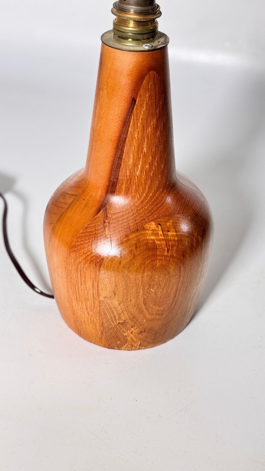 Petite Scandinavian Style Table Lamp, Pear Shaped Light Wood, 1960s photo vintage