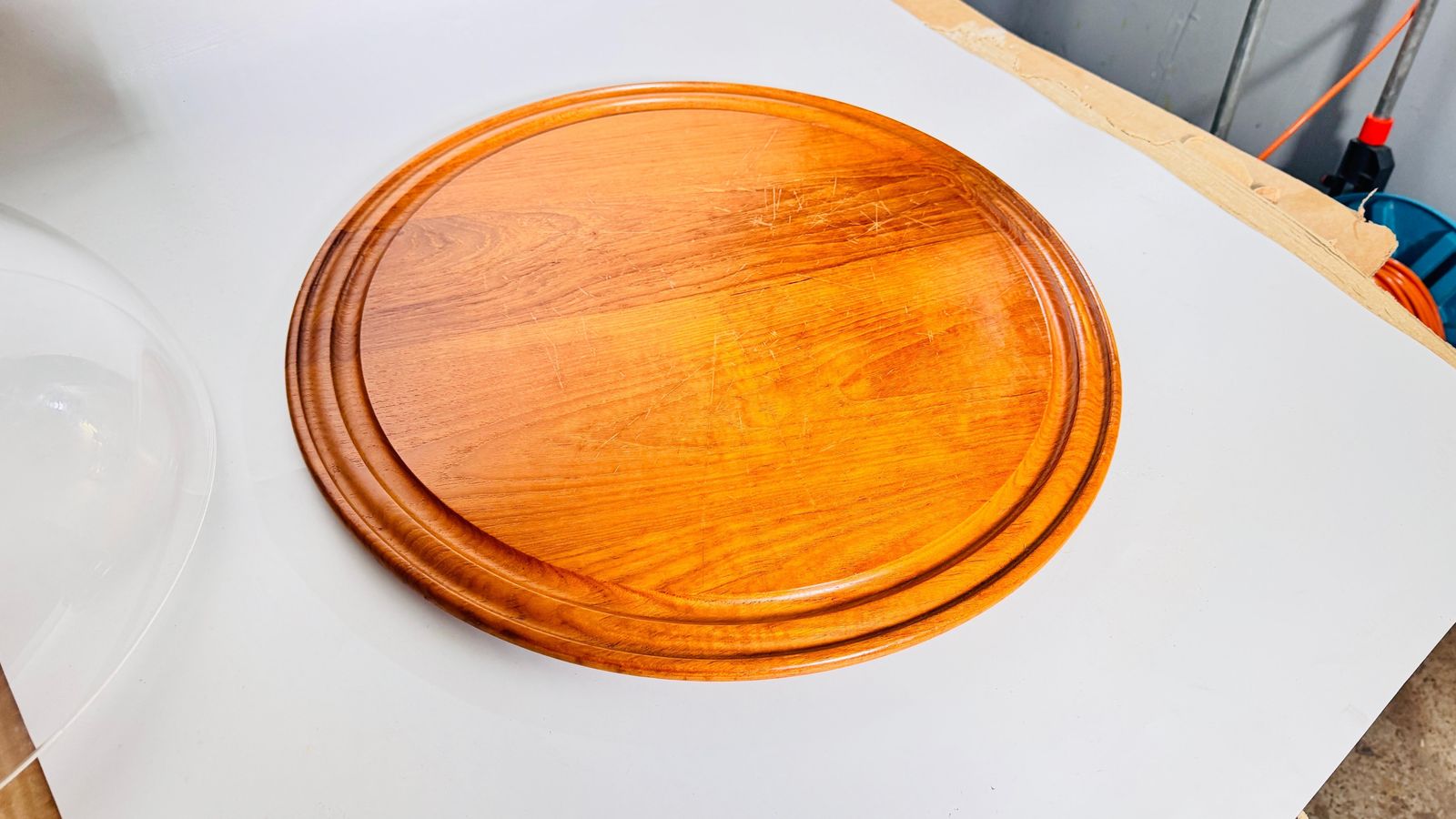 photo furniture Serving Tray Cloche Plate Bell For Cheese Or Fruit In Plastic And Wood France