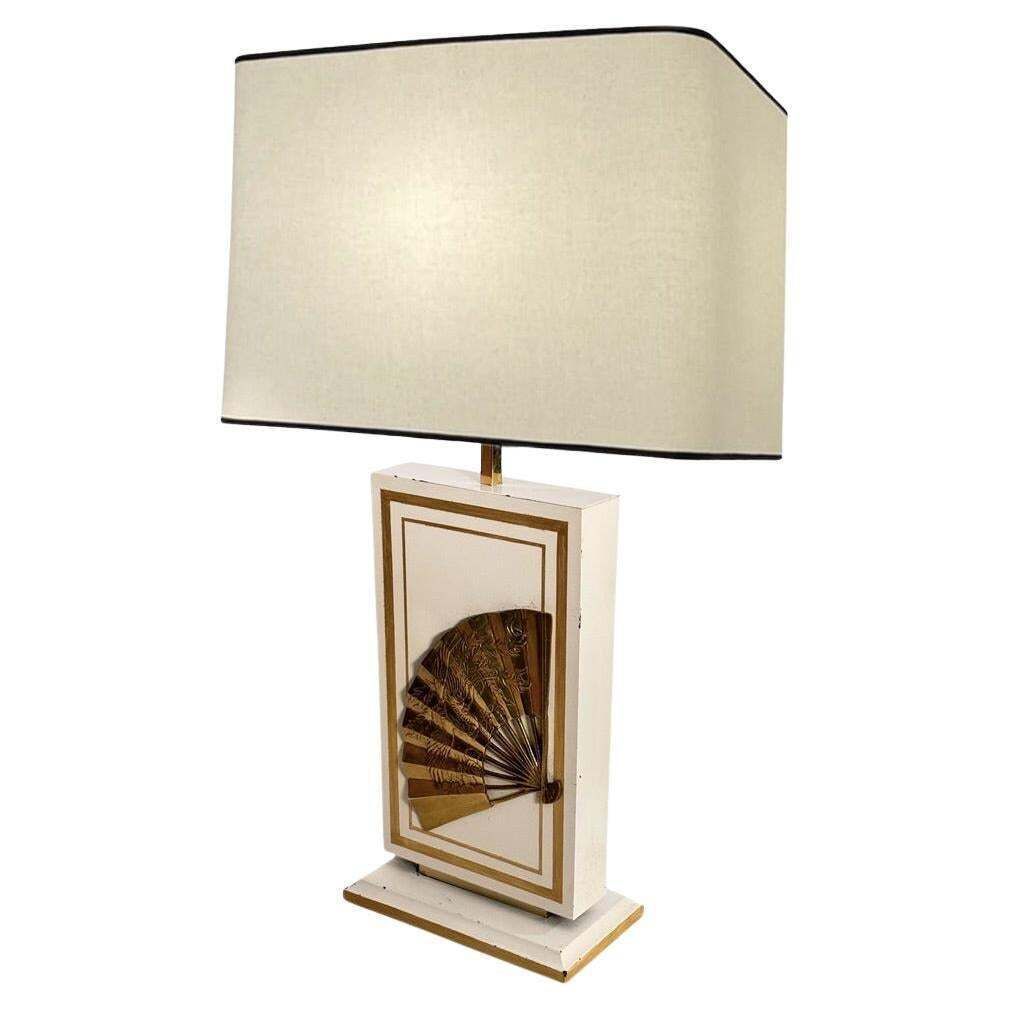 Table Lamp By Philippe Cheverny, Large Model, Brass, Wood  France 1970