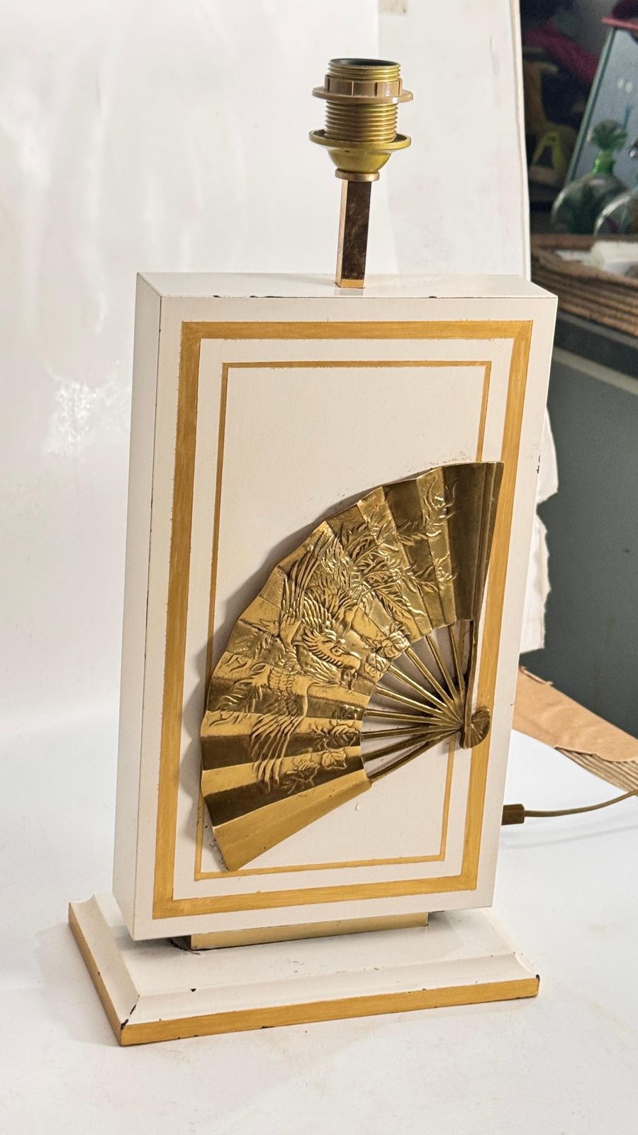 photo vinterior Table Lamp By Philippe Cheverny, Large Model, Brass, Wood  France 1970