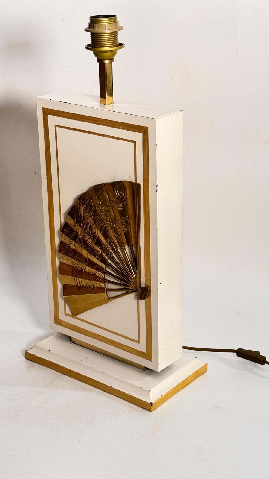 photo buy Table Lamp By Philippe Cheverny, Large Model, Brass, Wood  France 1970