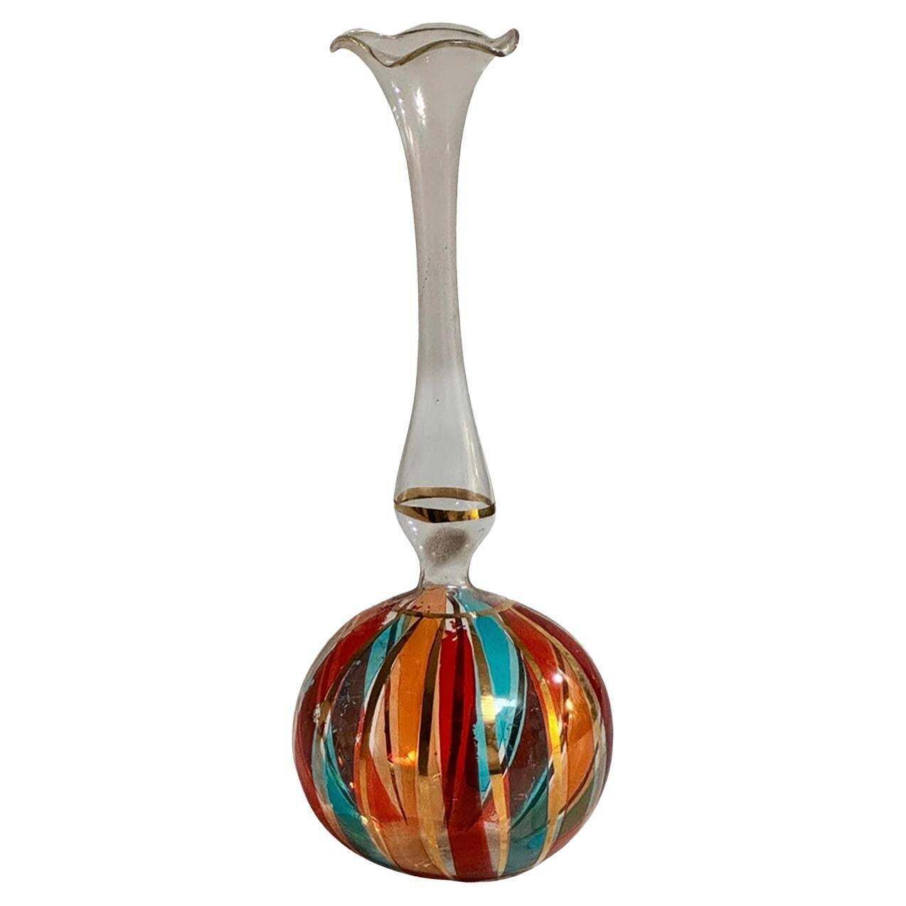 Venitian Vase, Hand Painting Gold 24 Karat, 1960 Venini Italy