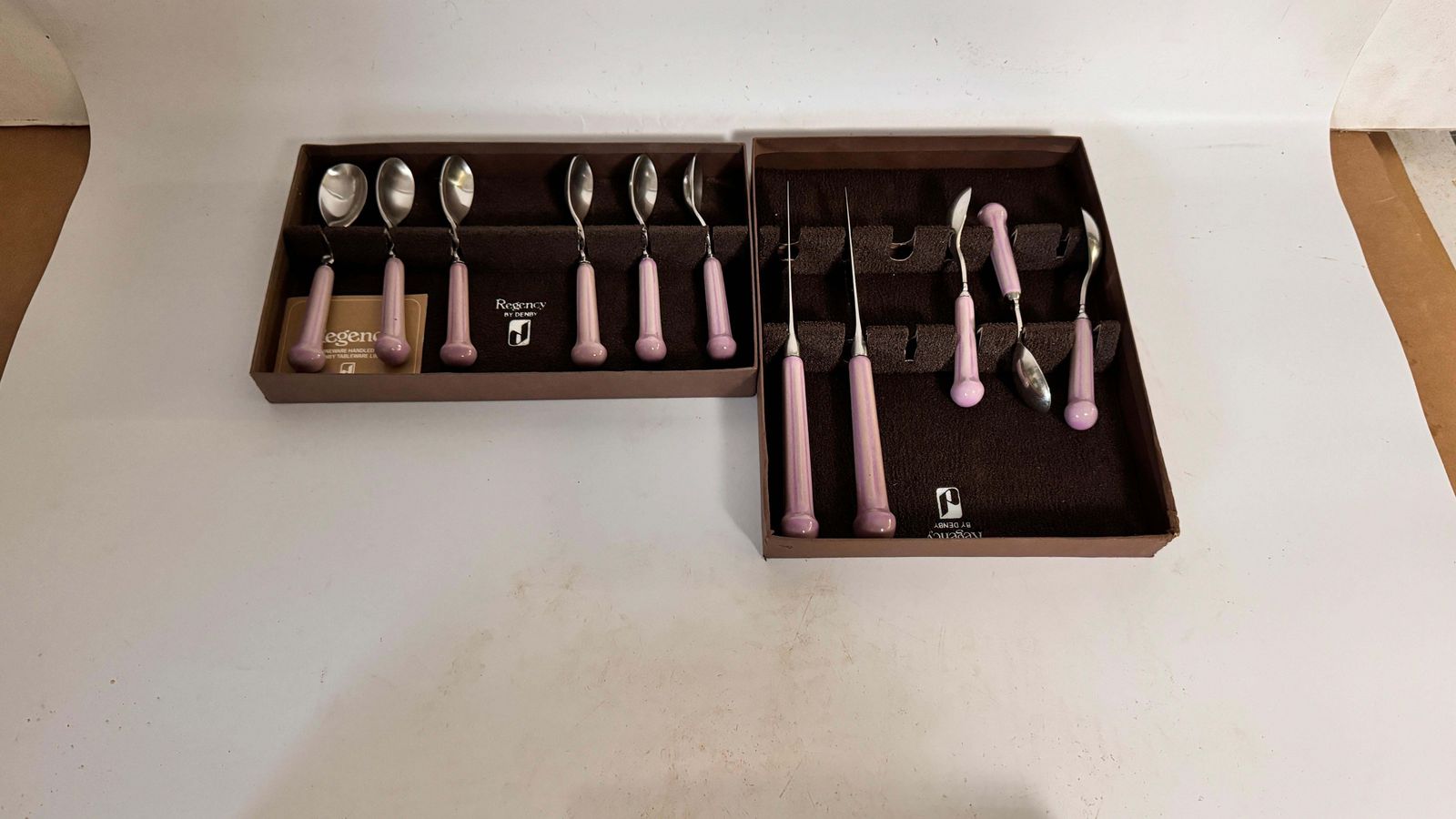 Set Of Cutlery 31 Pieces In Metal And Bakelite Purple Color France Circa 1970 photo for sale