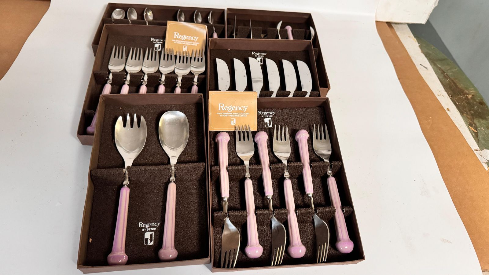 Set Of Cutlery 31 Pieces In Metal And Bakelite Purple Color France Circa 1970 photo Home Decor