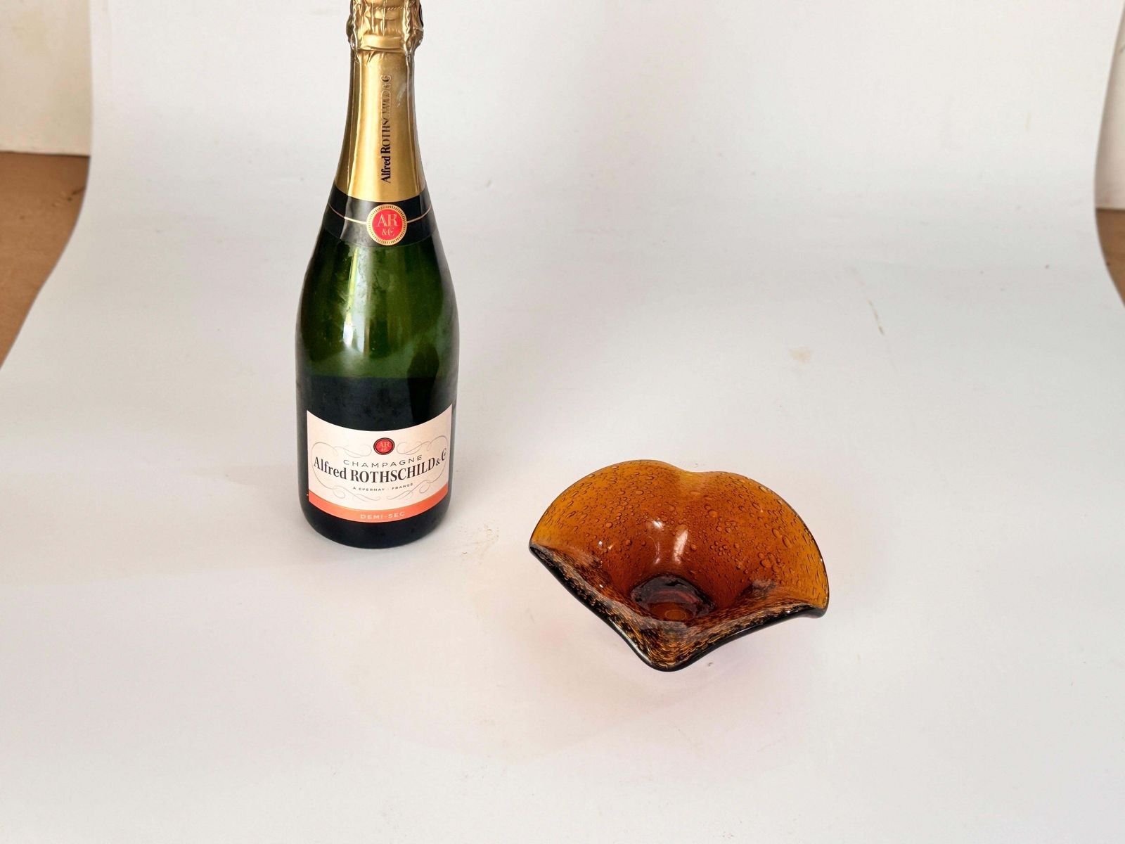 Vide Poche Or Ashtray In Glass, Bubles Patterns France, Circa 1970 From Biot photo furniture