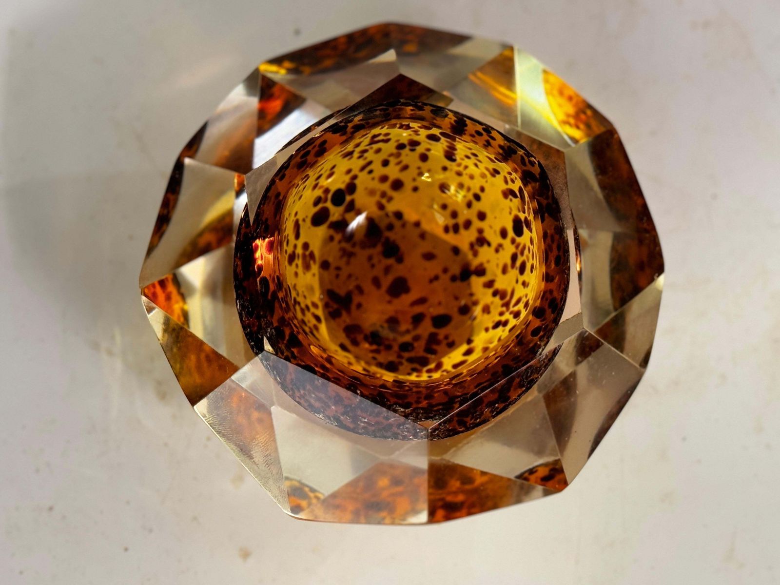 Vide Poche Or Ashtray In  Art Glass Venice Brown Color Italy Murano 1970 photo vinterior