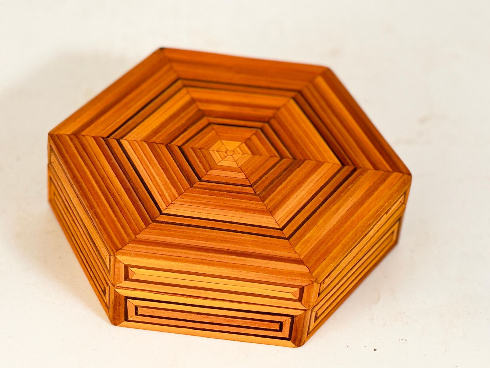 Decorative And Jewelry Box In Wood With  Geometrical Pattern France 1970 photo buy