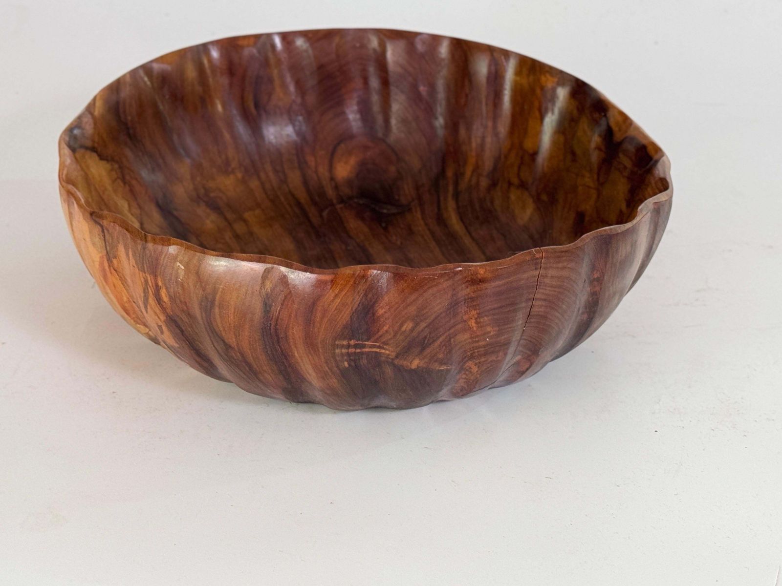 Olive Wood Bowl French Riviera Style, France 1970 Brown Color photo 364.0