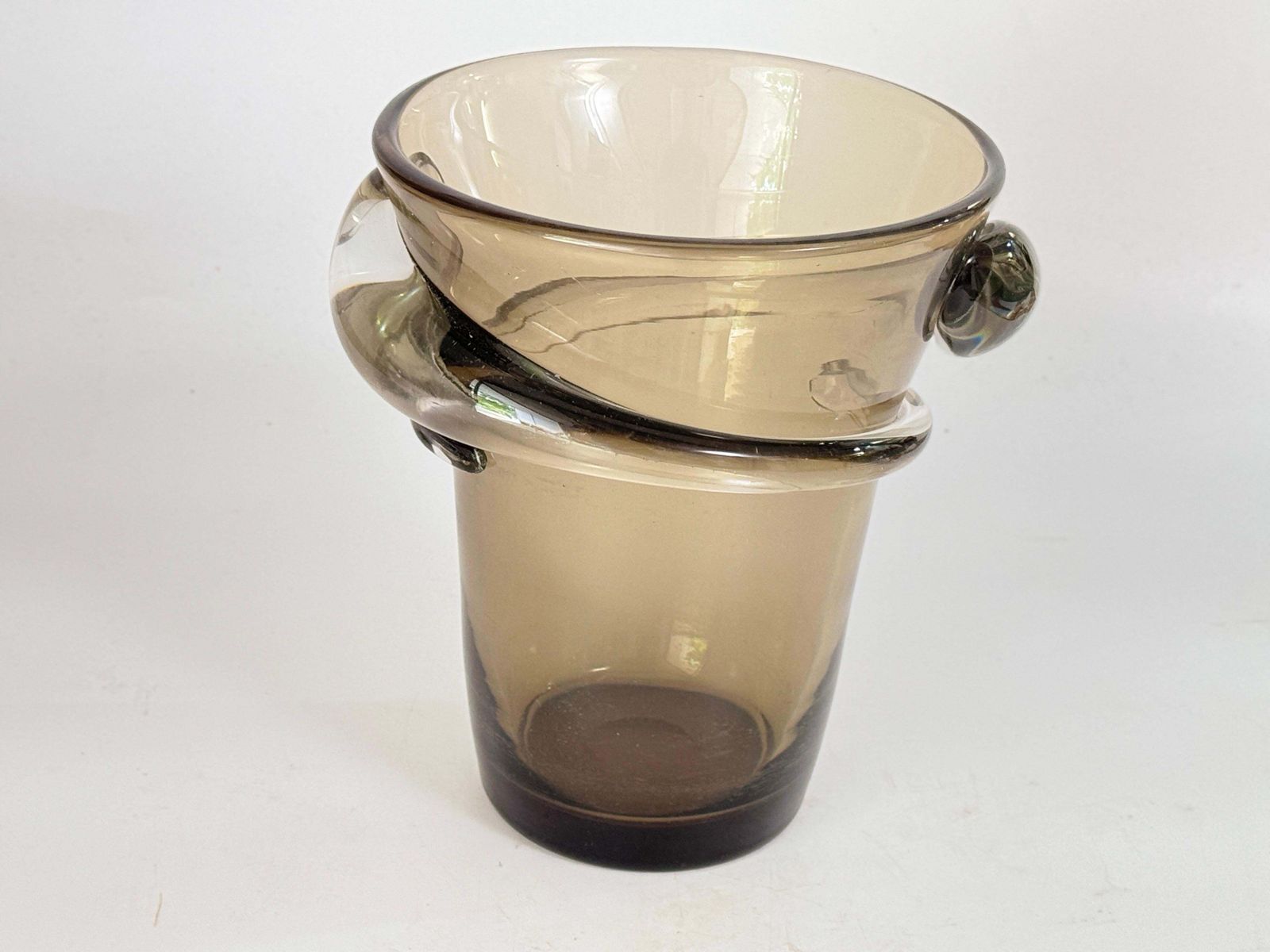 Crystal 1960 Champain Bucket Or Vase Grey Brown Color France photo buy