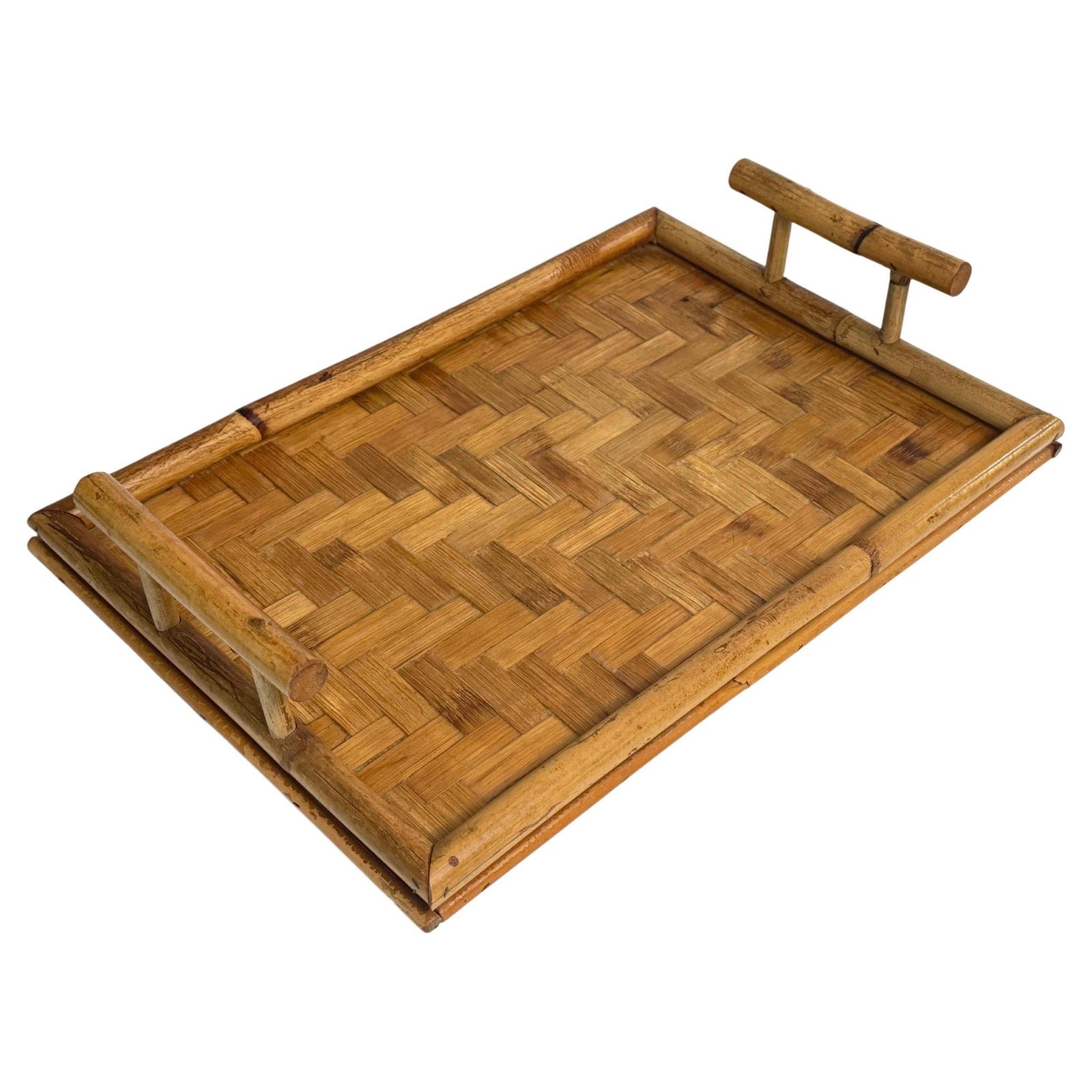 Platter With Its Faux Bamboo Structure, Brown Color, France Circa 1970
