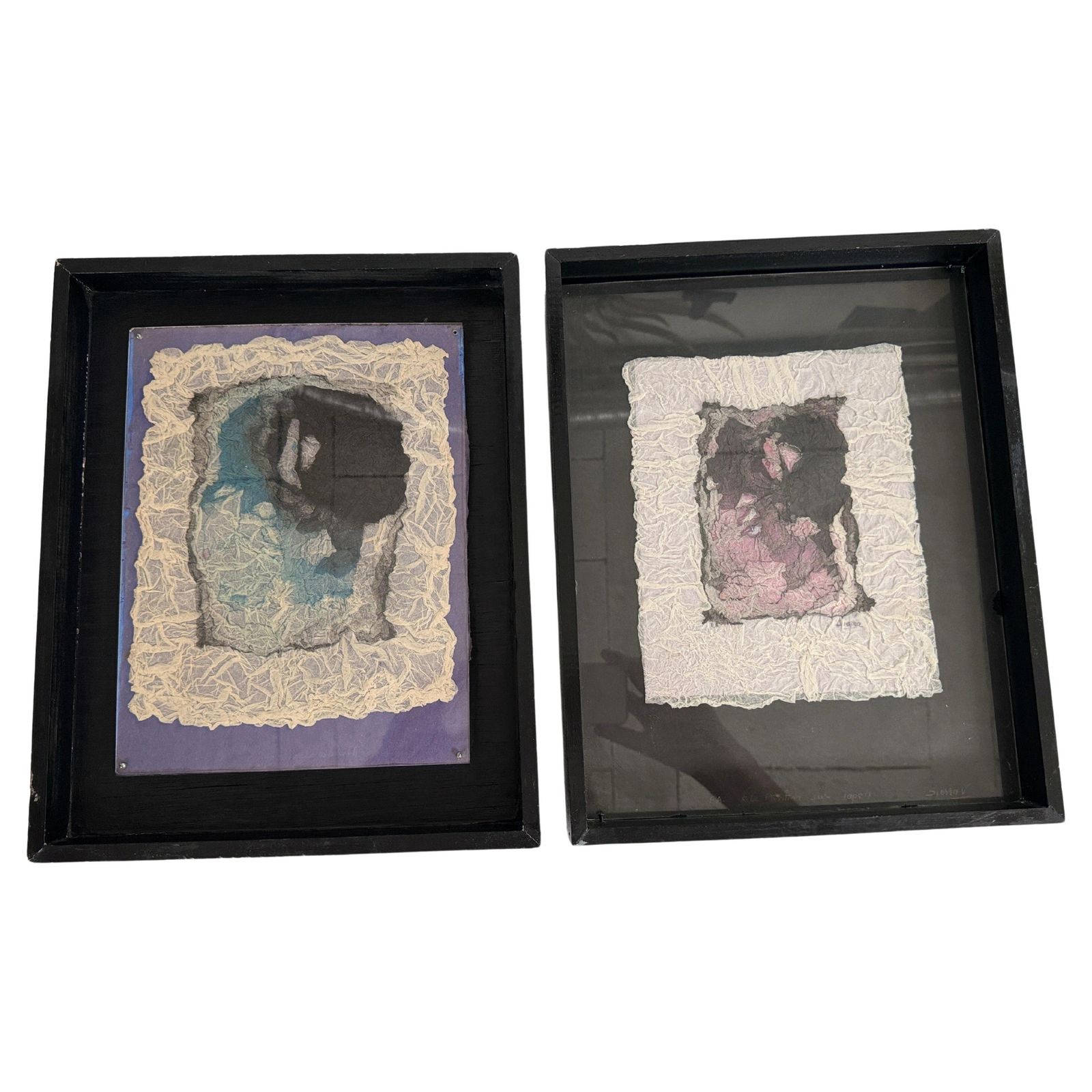 Pair Of Crumpled Paper By Sierra V In The Style Of Ladislas Kijno  France 1970