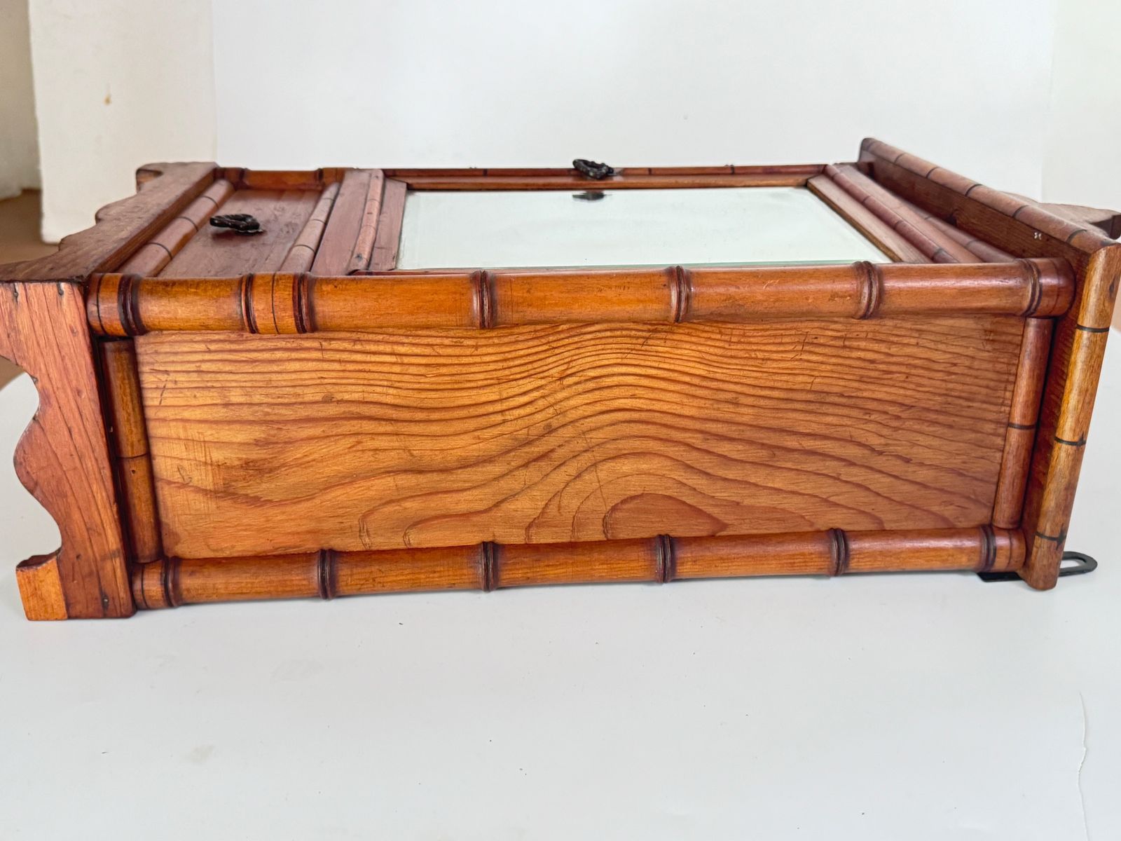 Antique Miniature Bamboo Pine Wardrobe Wall  Armoire Mirror Dollhouse Furniture photo buy