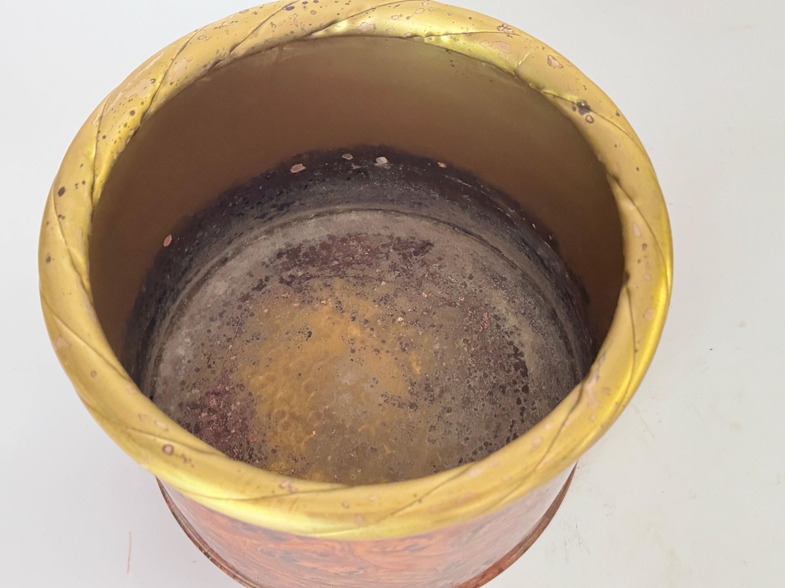Plant Pot Holder, Metal, Gold And Brown Color, France 1970 photo Home Decor
