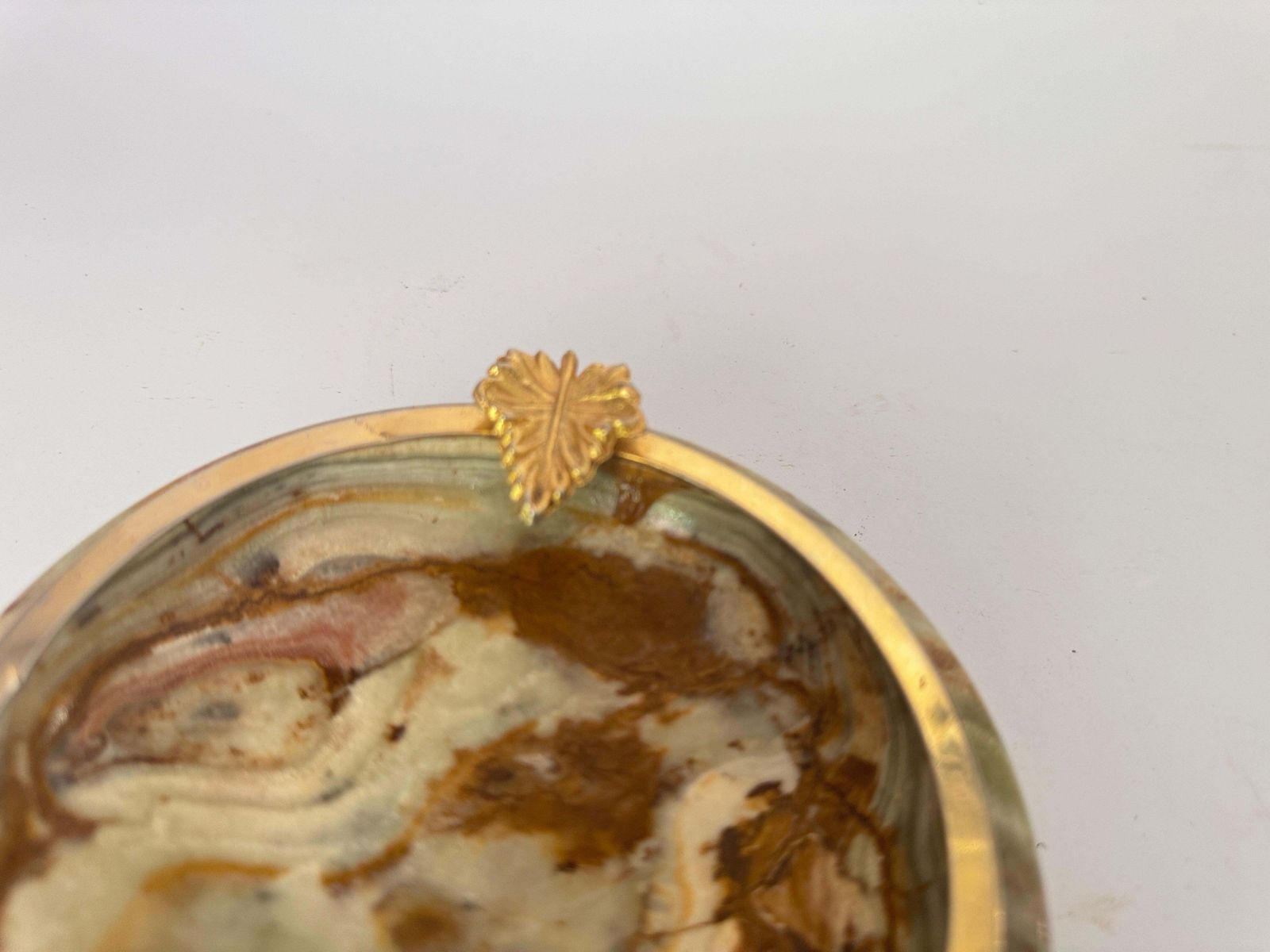 1970 Italian Onyx And Brass Ashtray  Gray And Gold Color photo Home Decor