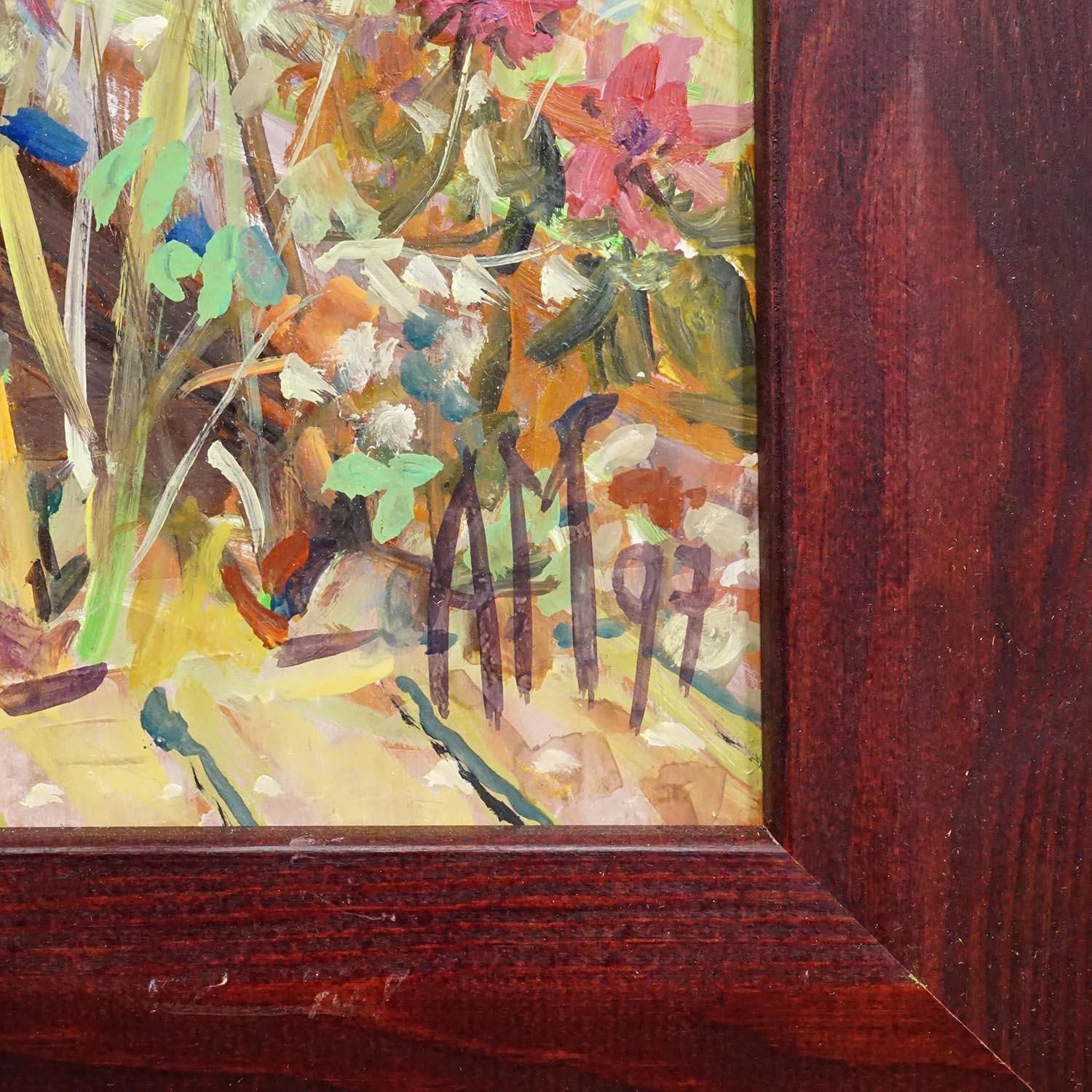 Great Oil Painting Of A Garden Scenery, Alexander Michael 1997 photo Art