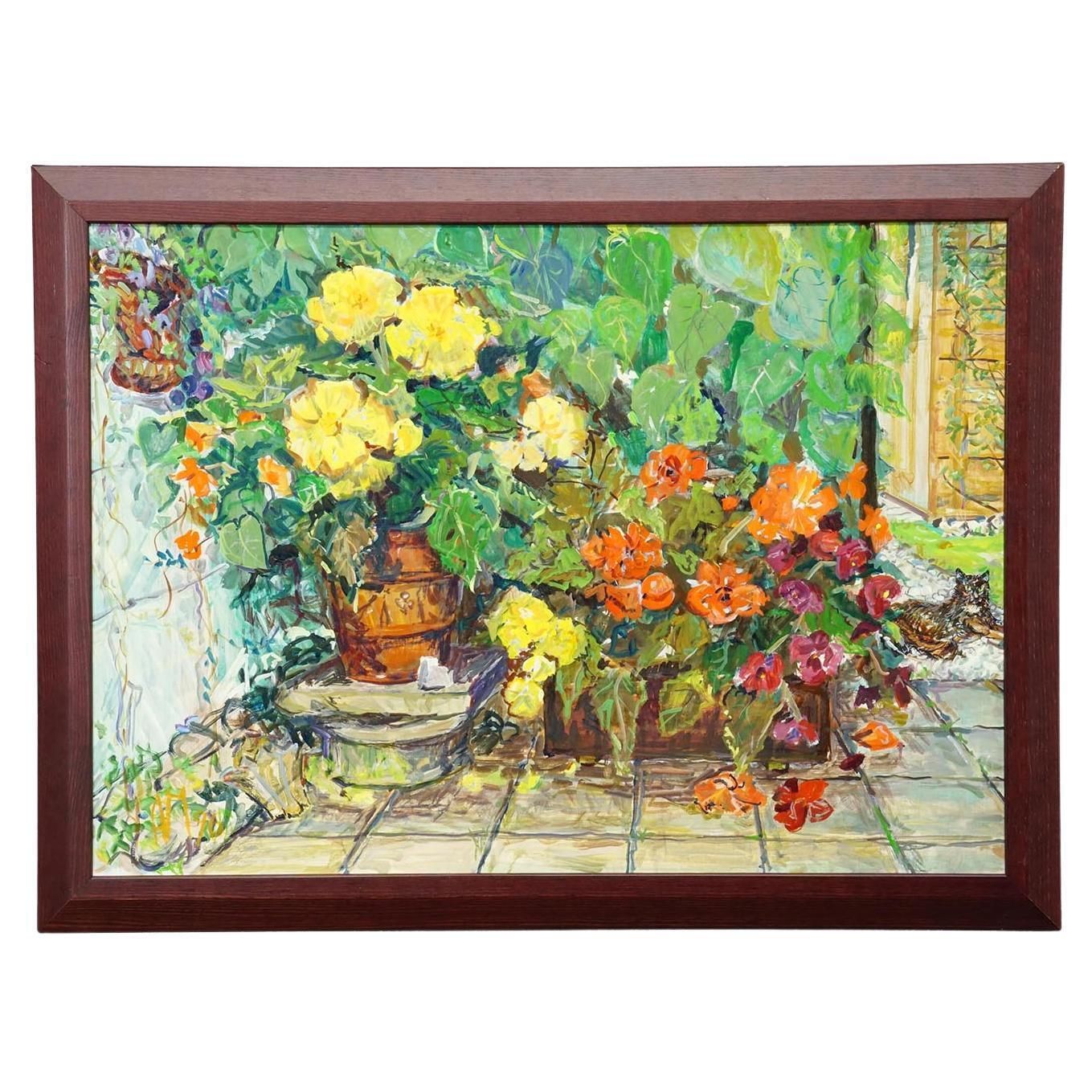 Impressionistic Oil Painting Of A Garden Scenery, Alexander Michael 1996